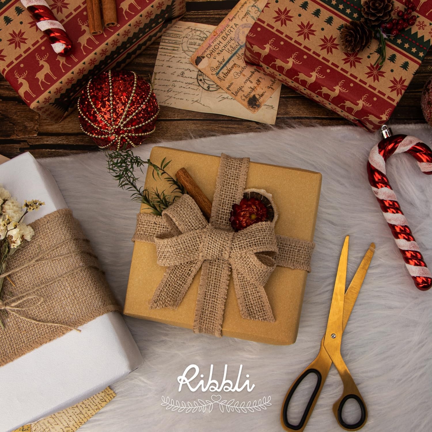 Ribbli Jute Burlap Ribbon 4 Inch x 10 Yard,Natural Solid Ribbon for Crafts,Gift Wrapping,Wreath,Tree Decoration,Outdoor Decoration(Non-Wired)(1inch)