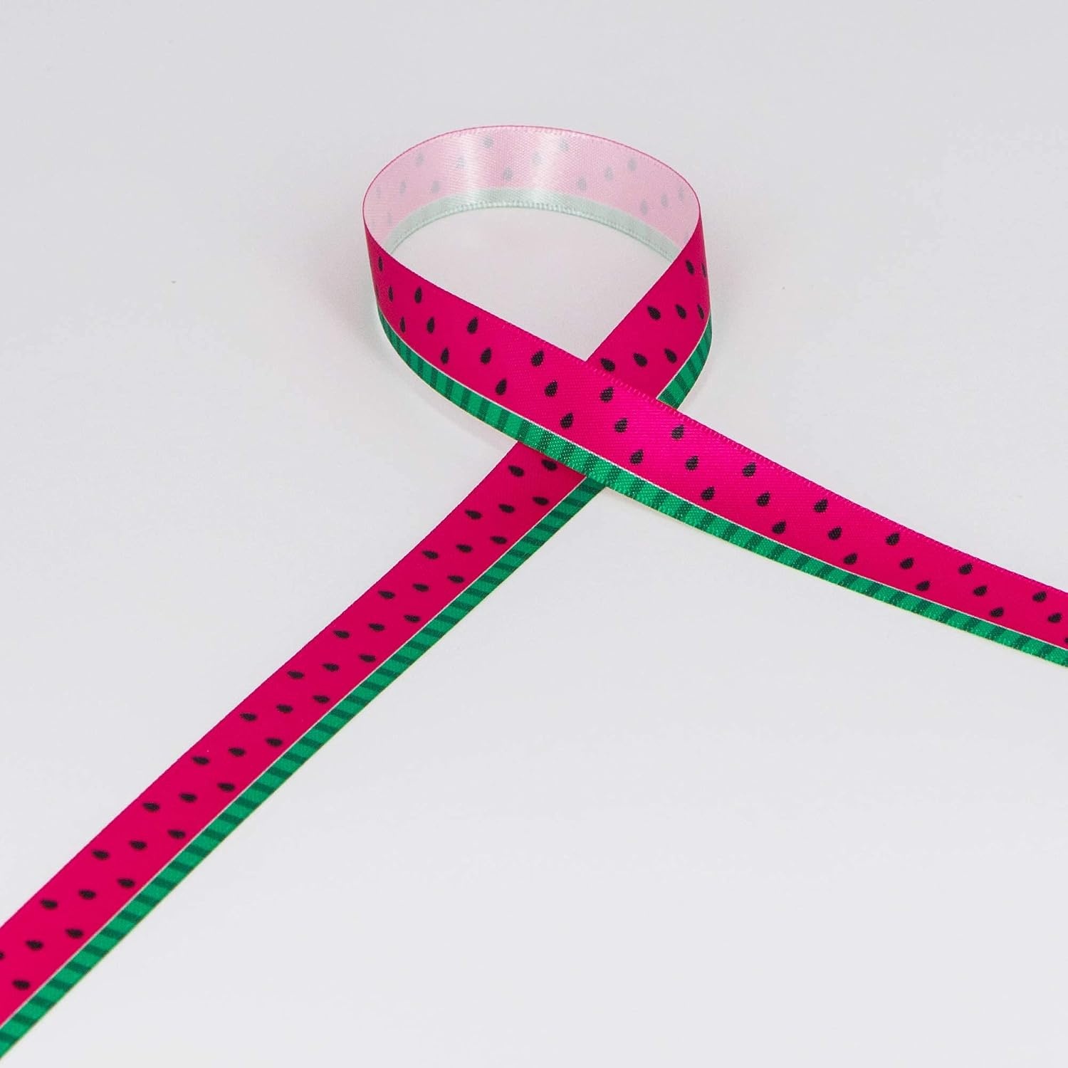 Ribbli Satin Watermelon Craft Ribbon,5/8-Inch x 10-Yard,Red/Green/Black,Use for Hair Bows,Wreath,Birthday,Gift Wrapping,Summer Decoration,All Crafting and Sewing