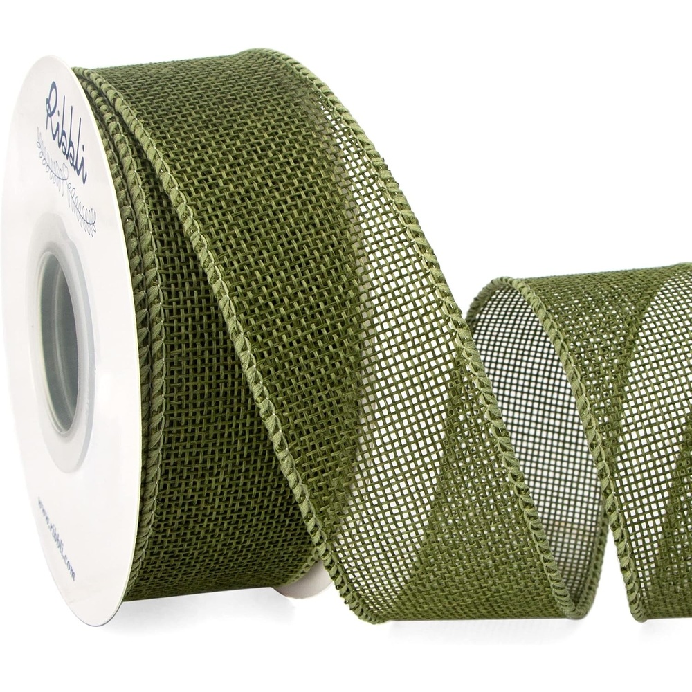 Ribbli Pink Burlap Valentine’s Day Wired Ribbon,1-1/2 Inch x 10 Yard,Easter Wired Edge Ribbon for Big Bow,Wreath,Tree Decoration,Outdoor Decoration(Dark Moss)