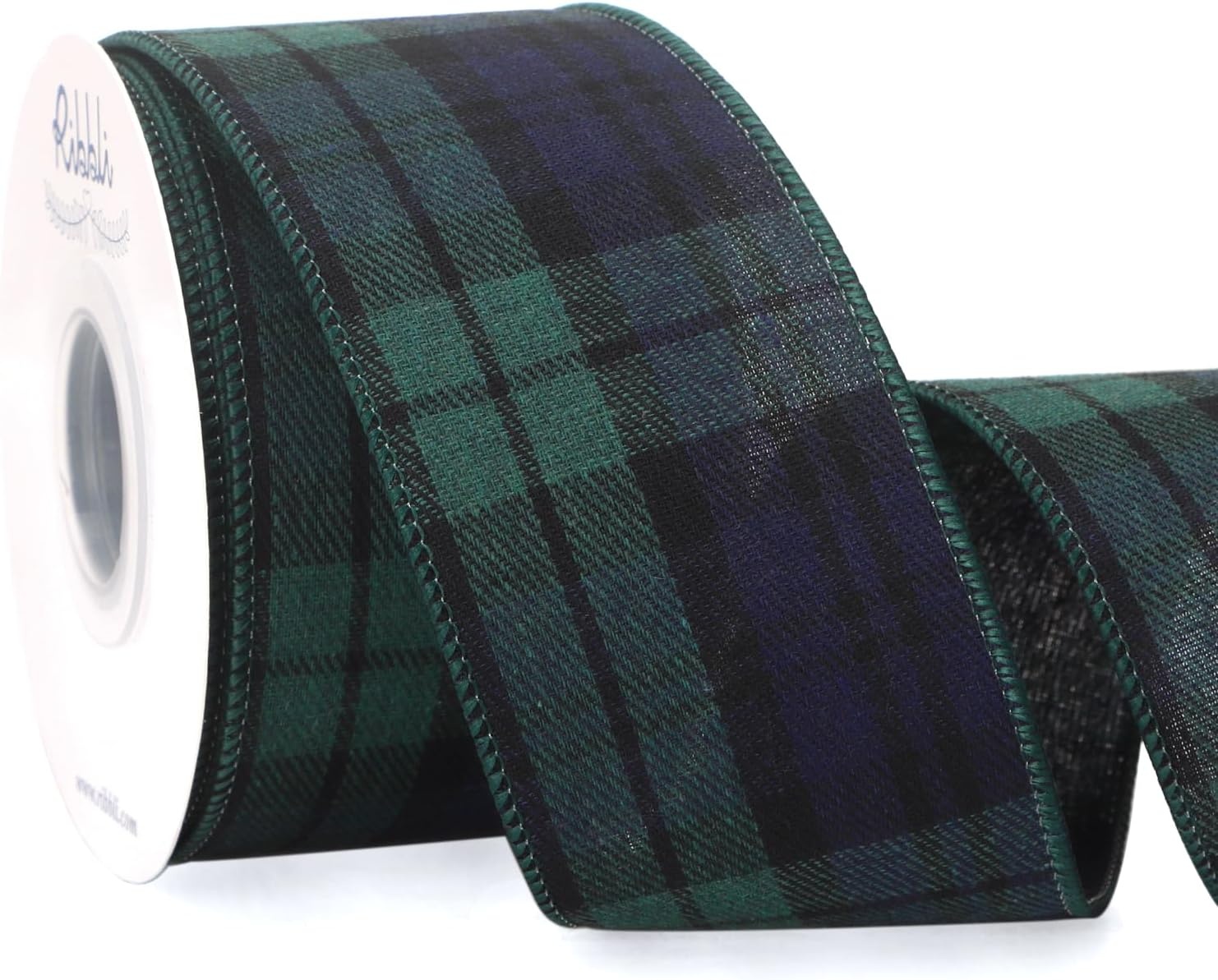 Ribbli Christmas Ribbon Wired, Red and Green Plaid Ribbon 2-1/2 inch x Continuous 10 Yard, Christmas Tree Ribbon for Topper Bow,Wreath and Swag, Gift Wrapping, Tree Decoration(Blue/Green)