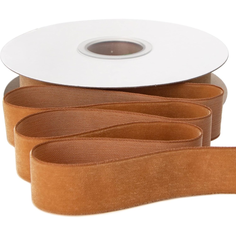 Ribbli Polyester Forest Green Velvet Ribbon,3/8 Inches,10-Yard Spool,Use for Choker,Gift Wrapping,Floral Bouquets, Boutonnieres(Khaki)