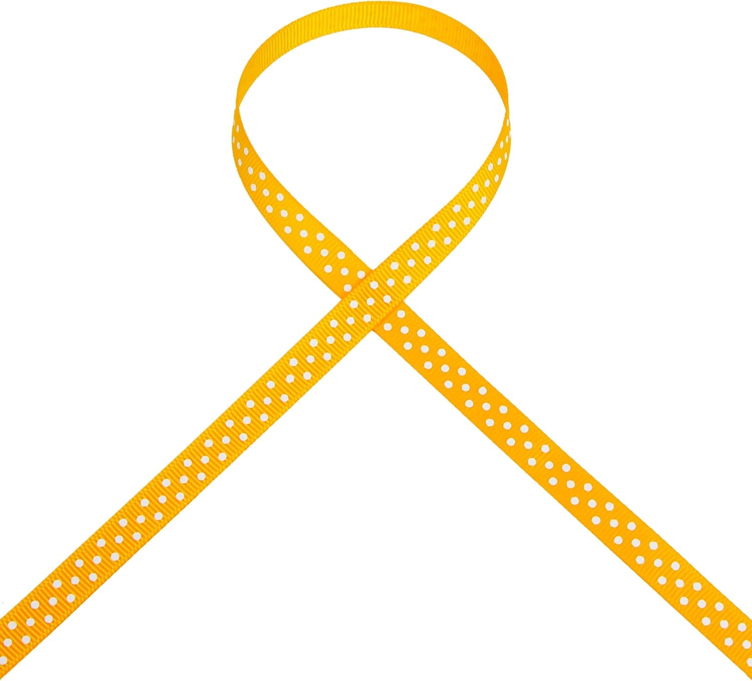 Ribbli Grosgrain Polka Dot Craft Ribbon,3/8 Inch,10-Yard Spool,Black with White Dots,Use for Gift Wrapping,Party Decoration,All Crafting and Sewing(Yellow Gold/White)