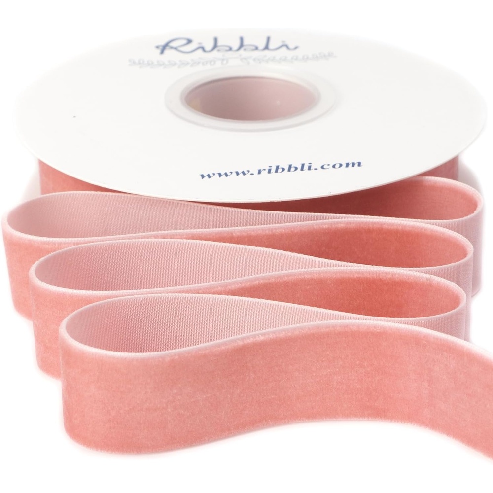 Ribbli Polyester Forest Green Velvet Ribbon,3/8 Inches,10-Yard Spool,Use for Choker,Gift Wrapping,Floral Bouquets, Boutonnieres(Dusty Pink)