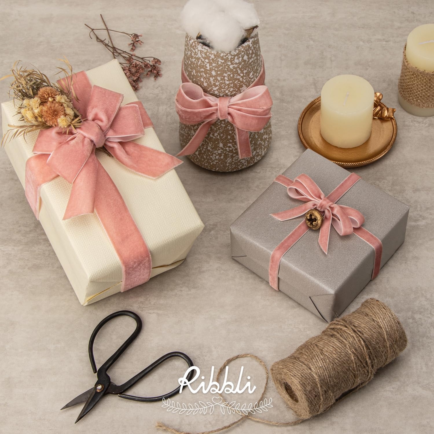 Ribbli Polyester Forest Green Velvet Ribbon,3/8 Inches,10-Yard Spool,Use for Choker,Gift Wrapping,Floral Bouquets, Boutonnieres(Dusty Pink)