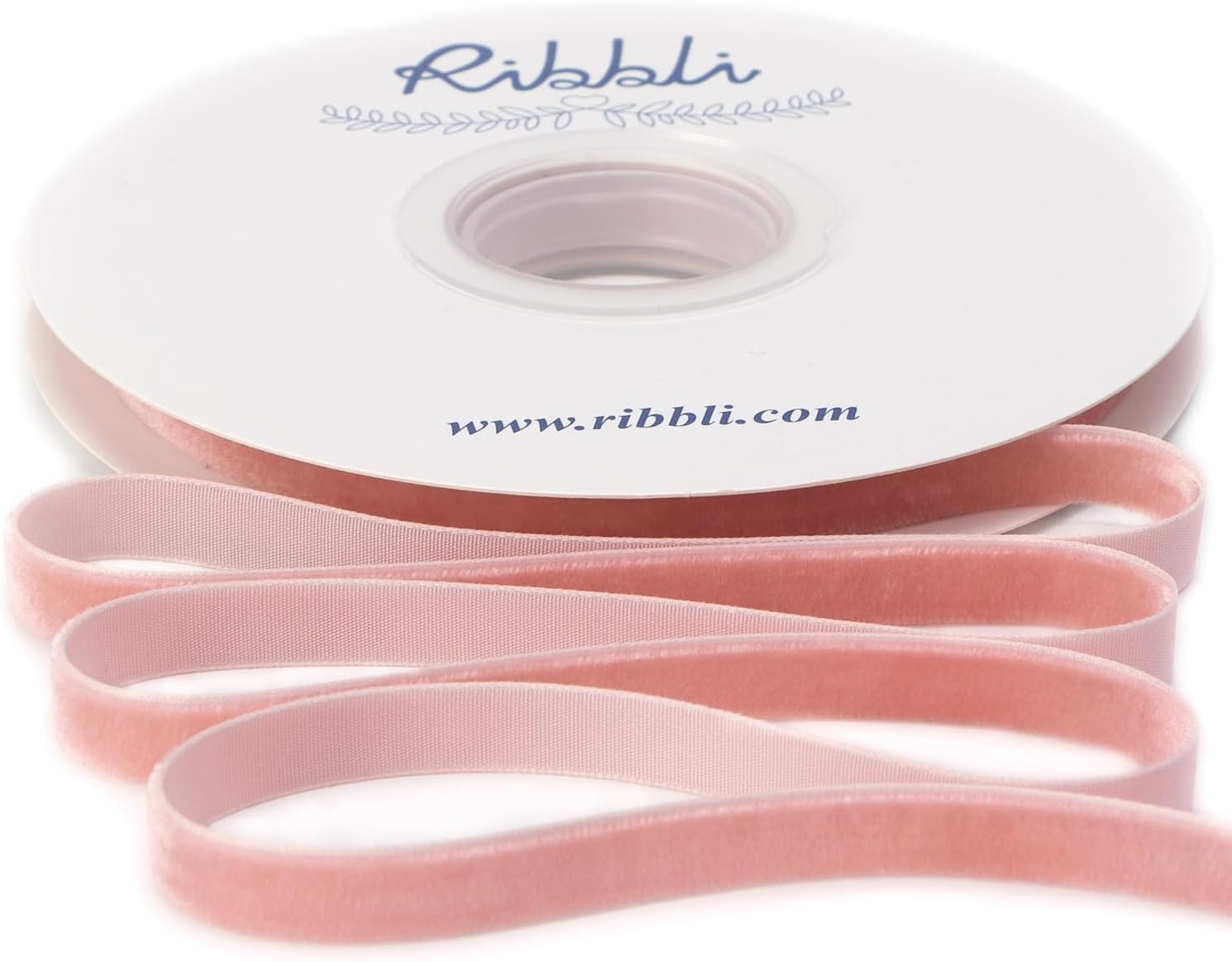 Ribbli Polyester Forest Green Velvet Ribbon,3/8 Inches,10-Yard Spool,Use for Choker,Gift Wrapping,Floral Bouquets, Boutonnieres(Dusty Pink)