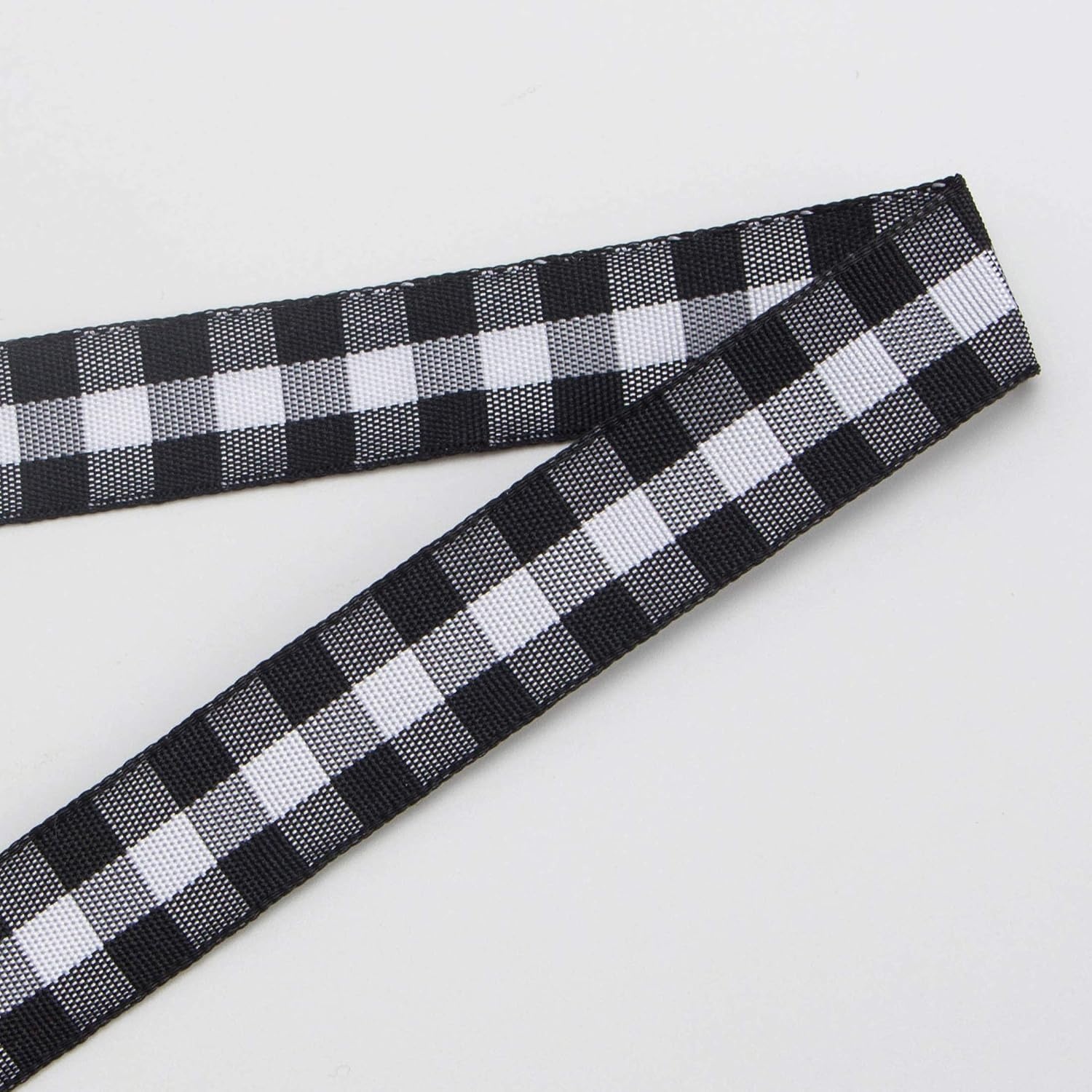 Ribbli Yellow and White Gingham Ribbon,100% Polyester Woven Edge,3/8 Inch x 10 Yard,Plaid Ribbon Use for Gift Wrapping,Party Decoration(White/Black)