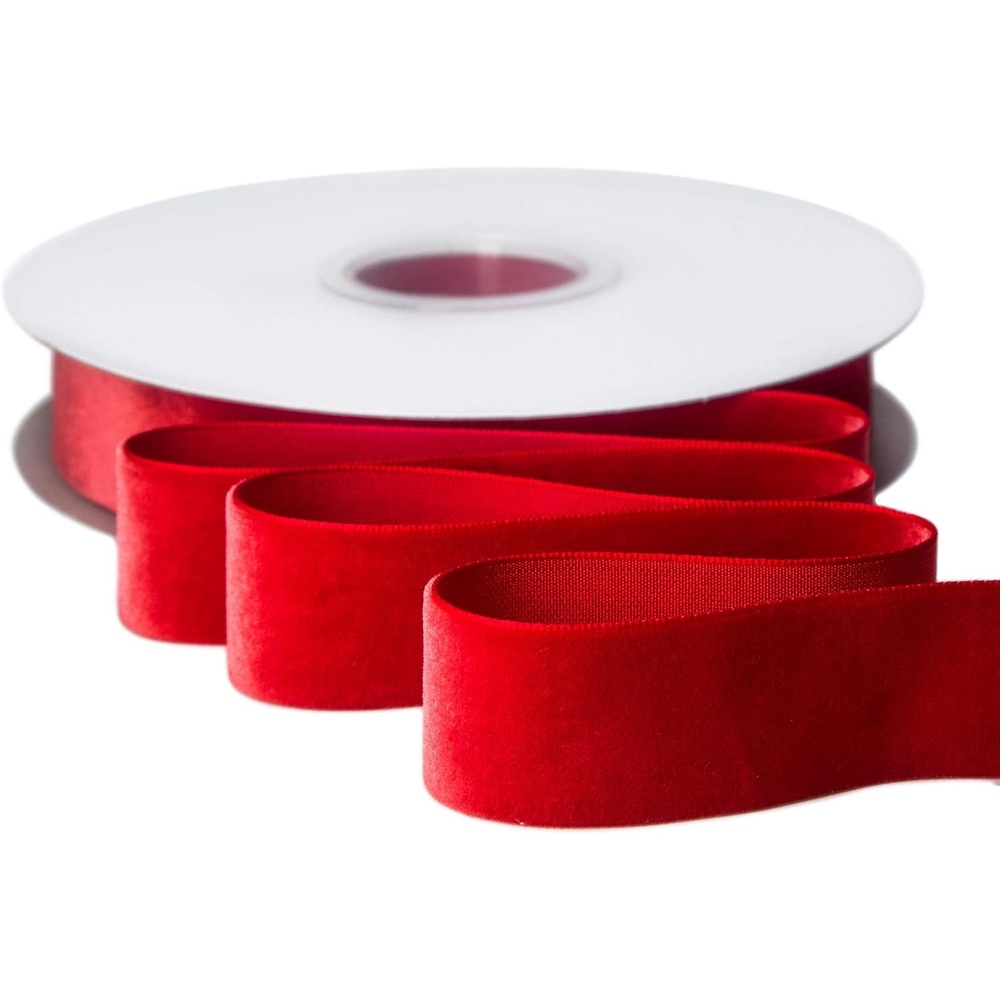 Ribbli Polyester Forest Green Velvet Ribbon,3/8 Inches,10-Yard Spool,Use for Choker,Gift Wrapping,Floral Bouquets, Boutonnieres(Red)