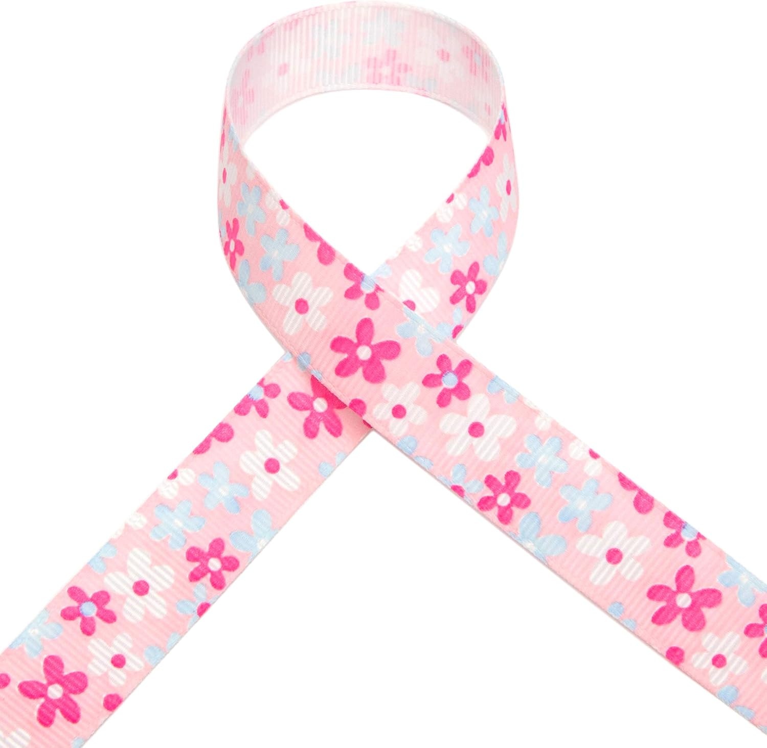 Ribbli Grosgrain Spring Floral Craft Ribbon,5/8 Inch,10-Yard Spool,Pearl Pink,Spring Ribbon,Use for Gift Wrapping,Party Decoration