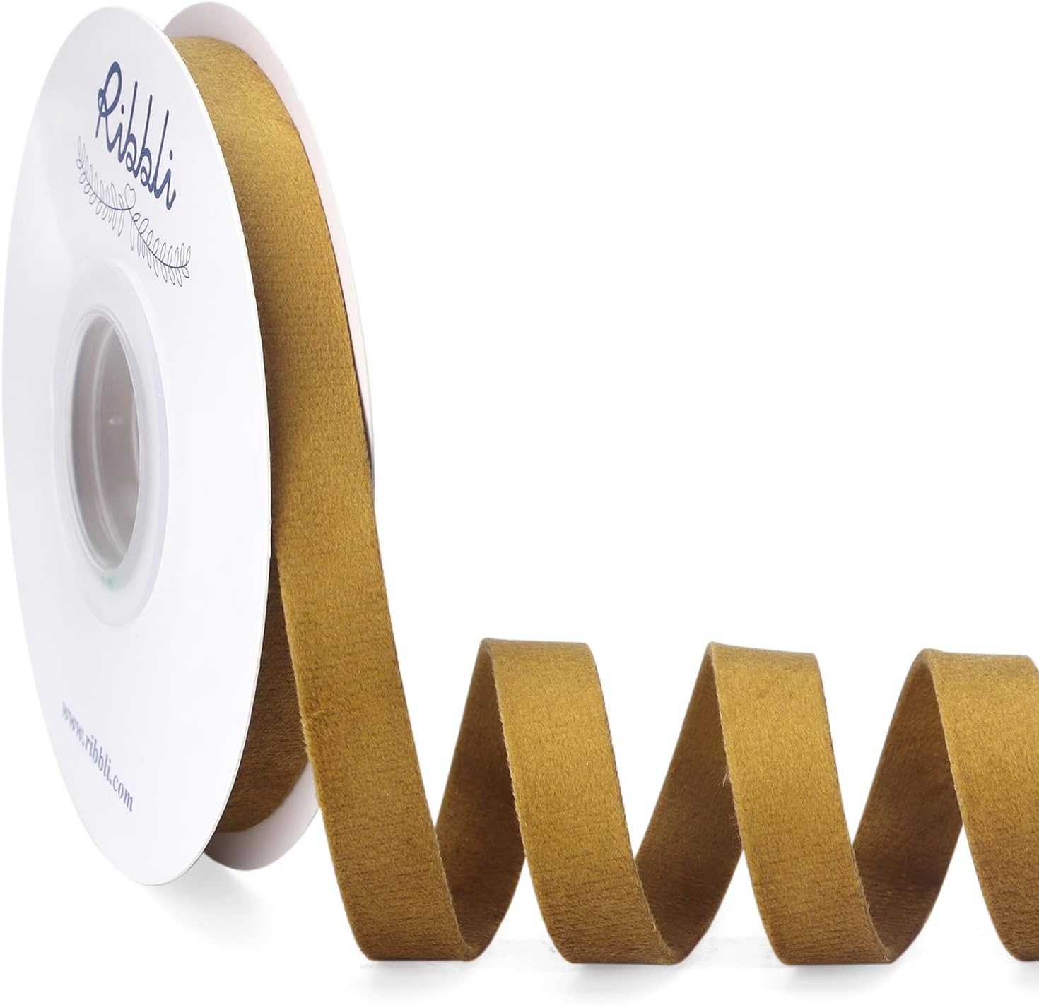 Ribbli Antique Gold Velvet Ribbon Double Faced 1 Inch 10-Yard Spool Gold Ribbon Use for Christmas Tree Ornaments Gift Wrapping Wreath Decoration Wedding Boutonnieres(Antique Gold)
