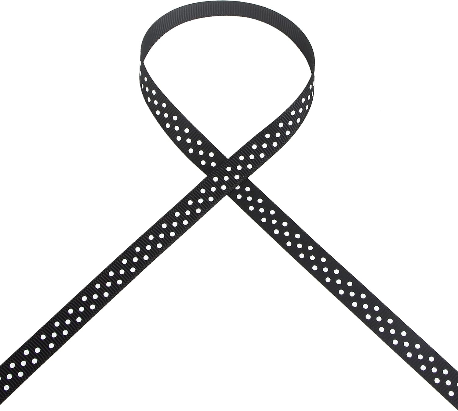 Ribbli Grosgrain Polka Dot Craft Ribbon,3/8 Inch,10-Yard Spool,Black with White Dots,Use for Gift Wrapping,Party Decoration,All Crafting and Sewing(Black/White)