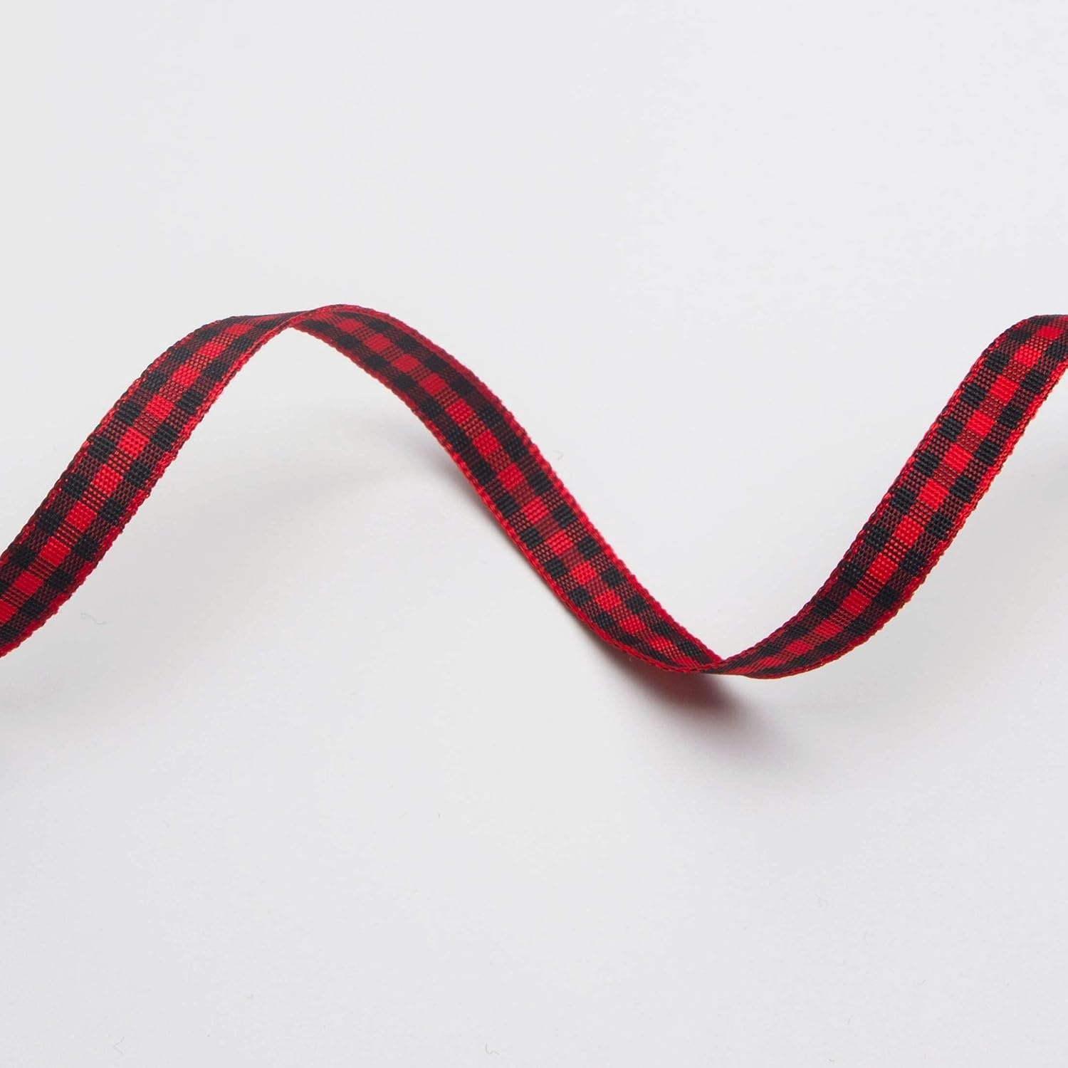 Ribbli Yellow and White Gingham Ribbon,100% Polyester Woven Edge,3/8 Inch x 10 Yard,Plaid Ribbon Use for Gift Wrapping,Party Decoration(Red/Black)