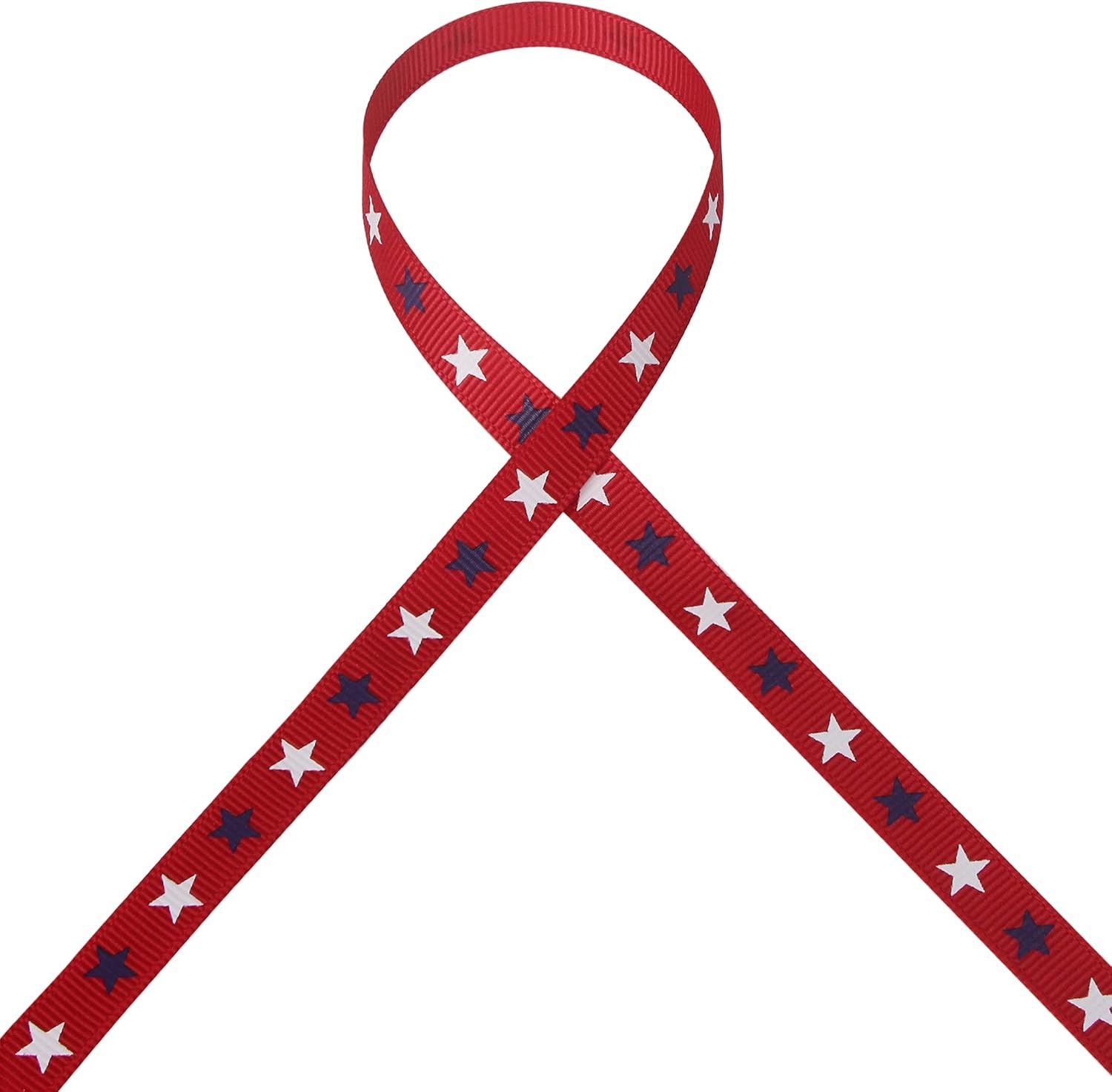 Ribbli Grosgrain Navy & White Stars Ribbon,3/8-Inch x 10-Yard,Red/Navy/White,Patriotic Ribbon,Use for Memorial Day, 4th of July,President’s Day,Veterans Day,USA Decorations