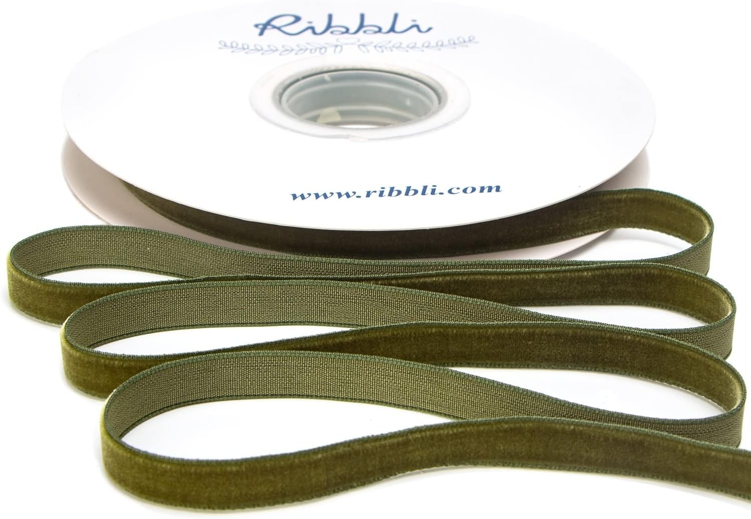 Ribbli Polyester Forest Green Velvet Ribbon,3/8 Inches,10-Yard Spool,Use for Choker,Gift Wrapping,Floral Bouquets, Boutonnieres(Moss Green)