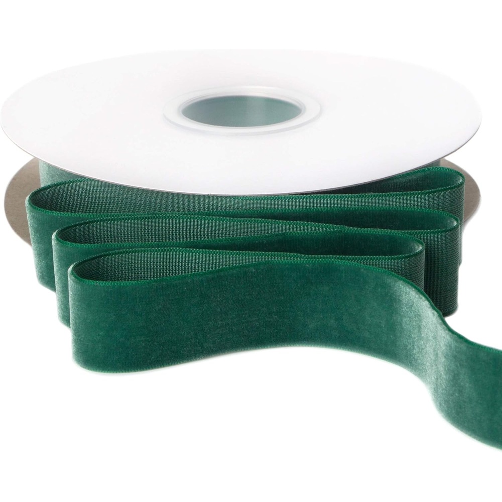 Ribbli Polyester Forest Green Velvet Ribbon,3/8 Inches,10-Yard Spool,Use for Choker,Gift Wrapping,Floral Bouquets, Boutonnieres(Forest Green)