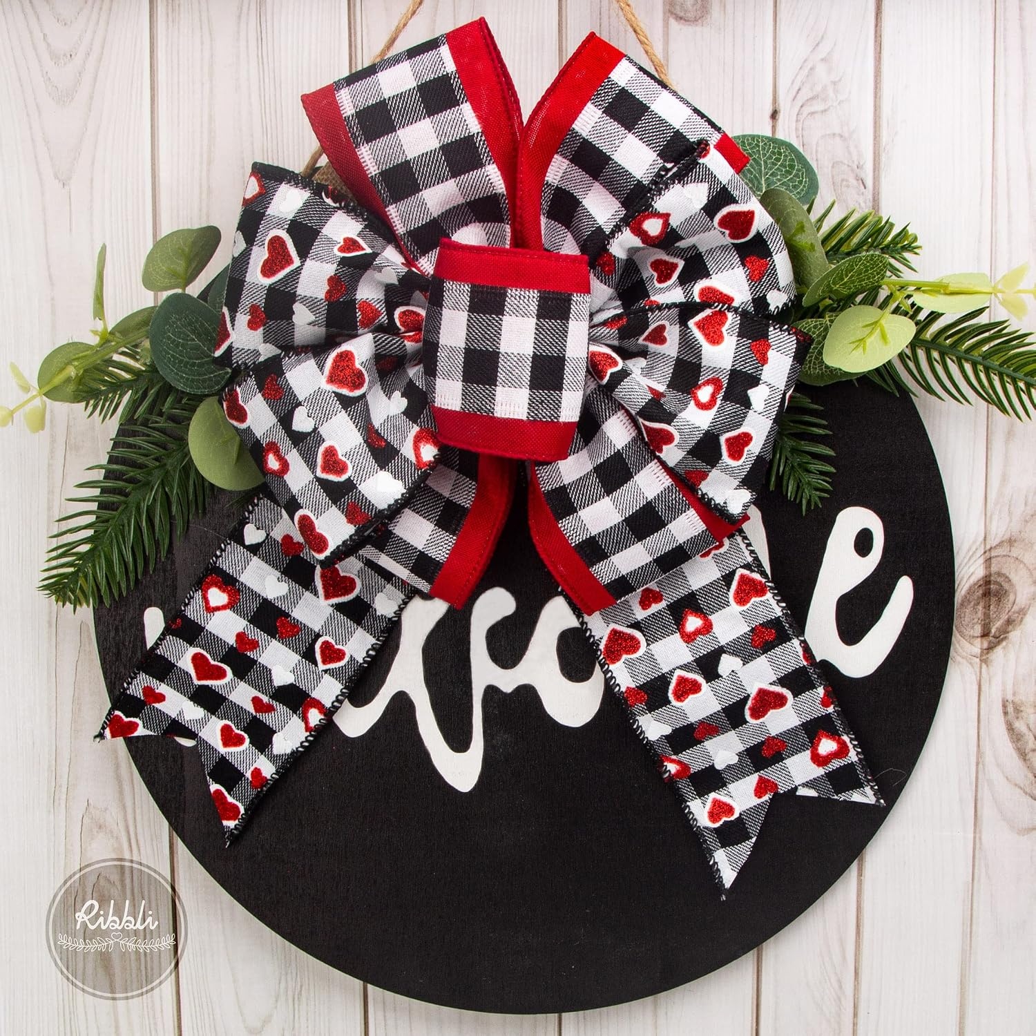 Ribbli Valentine’s Day Ribbon Wired,4 Rolls Valentine Ribbon,Red Truck & Glitter Heart & Buffalo Plaid,2-1/2 Inch Total 60 Feets(20 Yards), Valentines Ribbon for Big Bow,Wreath Decoration