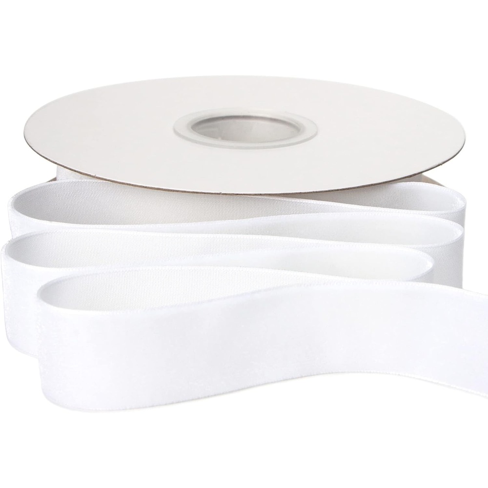 Ribbli Polyester Forest Green Velvet Ribbon,3/8 Inches,10-Yard Spool,Use for Choker,Gift Wrapping,Floral Bouquets, Boutonnieres(White)