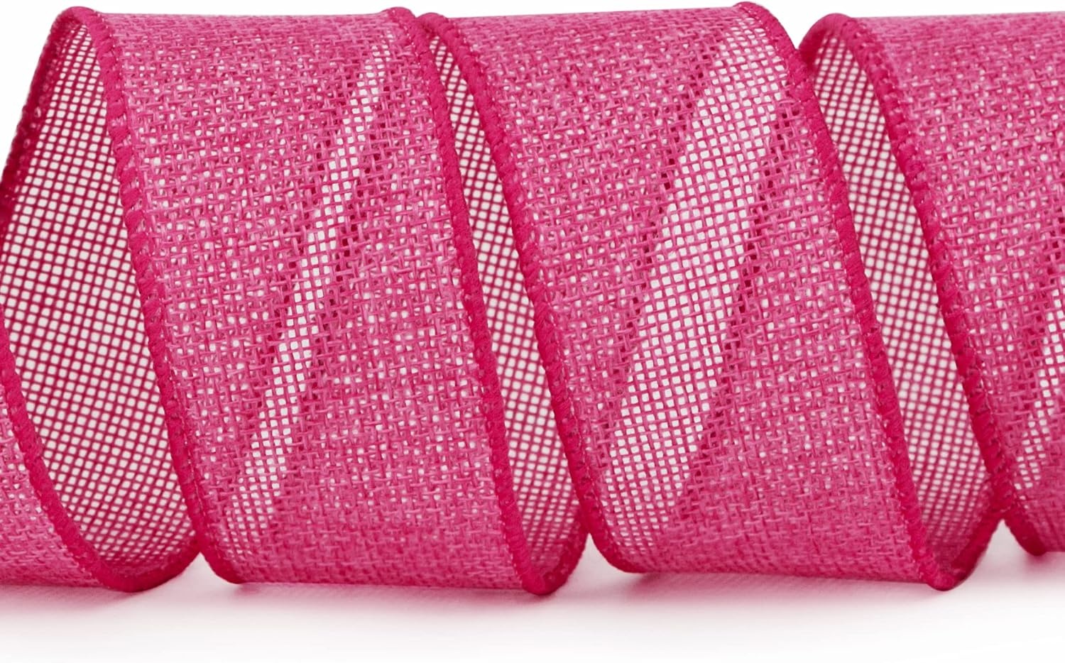 Ribbli Pink Burlap Valentine’s Day Wired Ribbon,1-1/2 Inch x 10 Yard,Easter Wired Edge Ribbon for Big Bow,Wreath,Tree Decoration,Outdoor Decoration(Hot Pink)