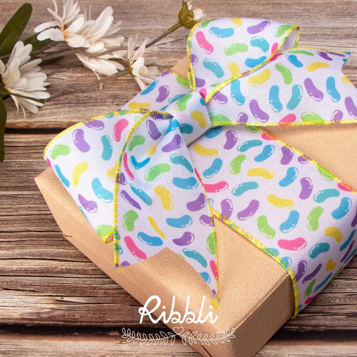 Ribbli Easter Ribbon Wired-Easter Bunny Truck/Carrot/Beans/Plaid Burlap Ribbon 2-1/2 Inch Total 90 Feets(30 Yards) 6 Rolls Spring Ribbon for Crafts Wreaths Wrapping Outdoor Decor