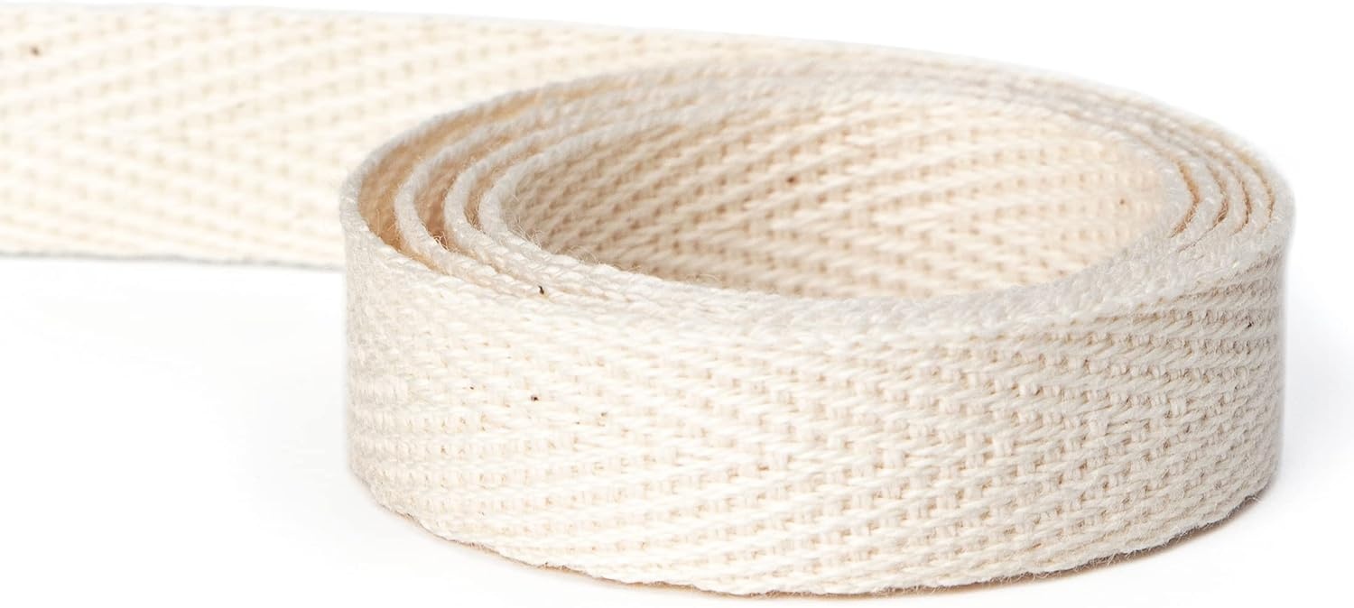 Ribbli Cotton Twill Ribbon,3/8 Inch x 10 Yard Spool,Natural/Black,100% Cotton Stitched Ribbon,Use for Gift Wrapping,Home Decor,Floral Decoration(Natural)