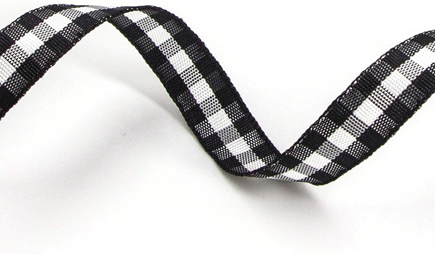 Ribbli Black and White Gingham Ribbon,Polyester Woven Edge,3/8 Inch x 10 Yard,Plaid Ribbon,Buffalo Checked Ribbon (Black B)