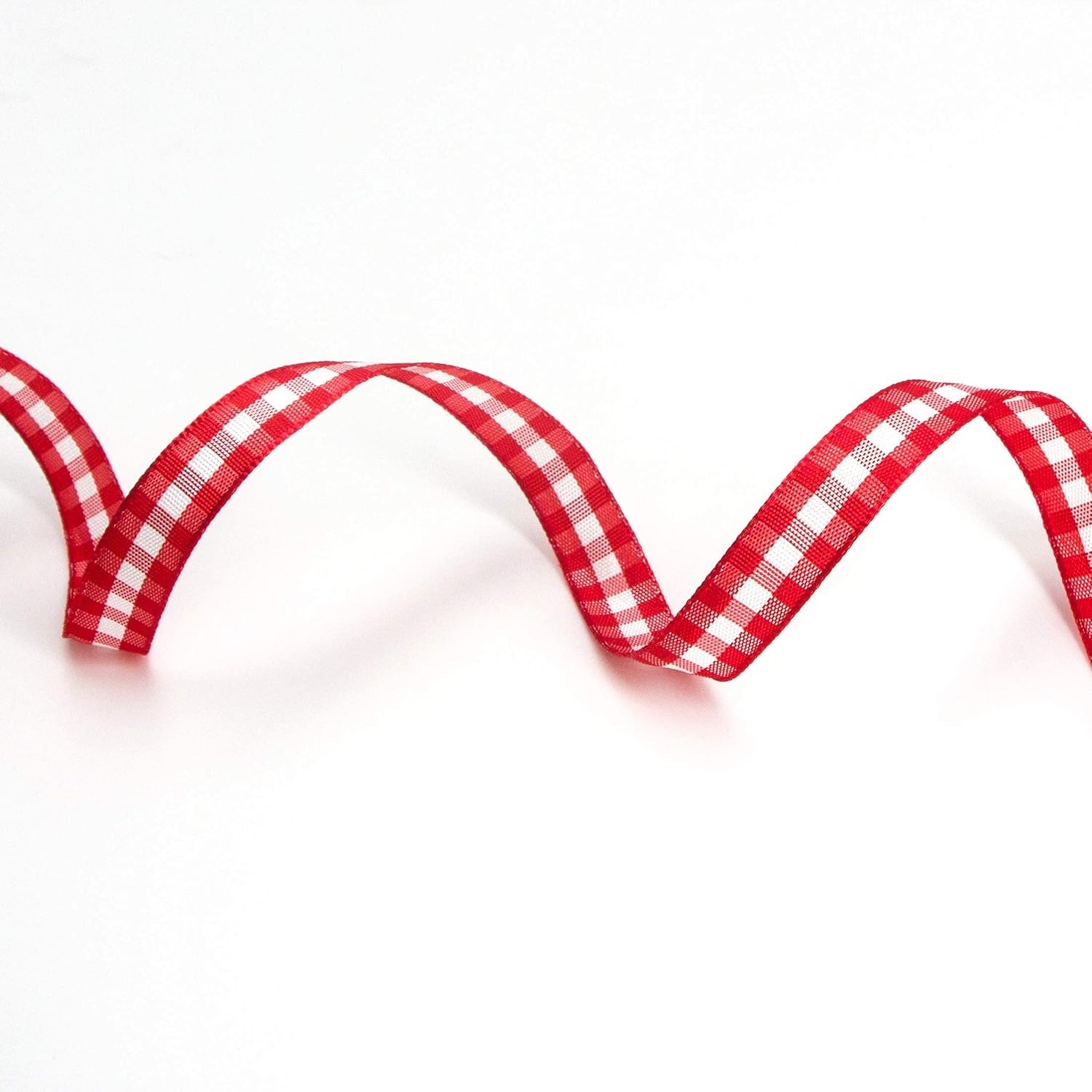 Ribbli Red and White Gingham Ribbon,Polyester Woven Edge,3/8 Inch x 10 Yard,Plaid Ribbon,Use for Gift Wrapping,Party Decoration(Red B)