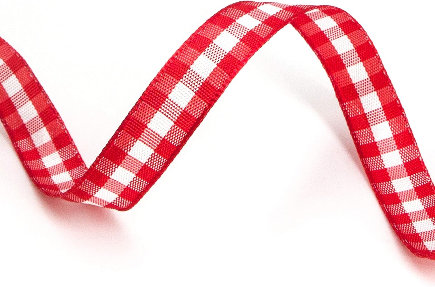 Ribbli Red and White Gingham Ribbon,Polyester Woven Edge,3/8 Inch x 10 Yard,Plaid Ribbon,Use for Gift Wrapping,Party Decoration(Red B)