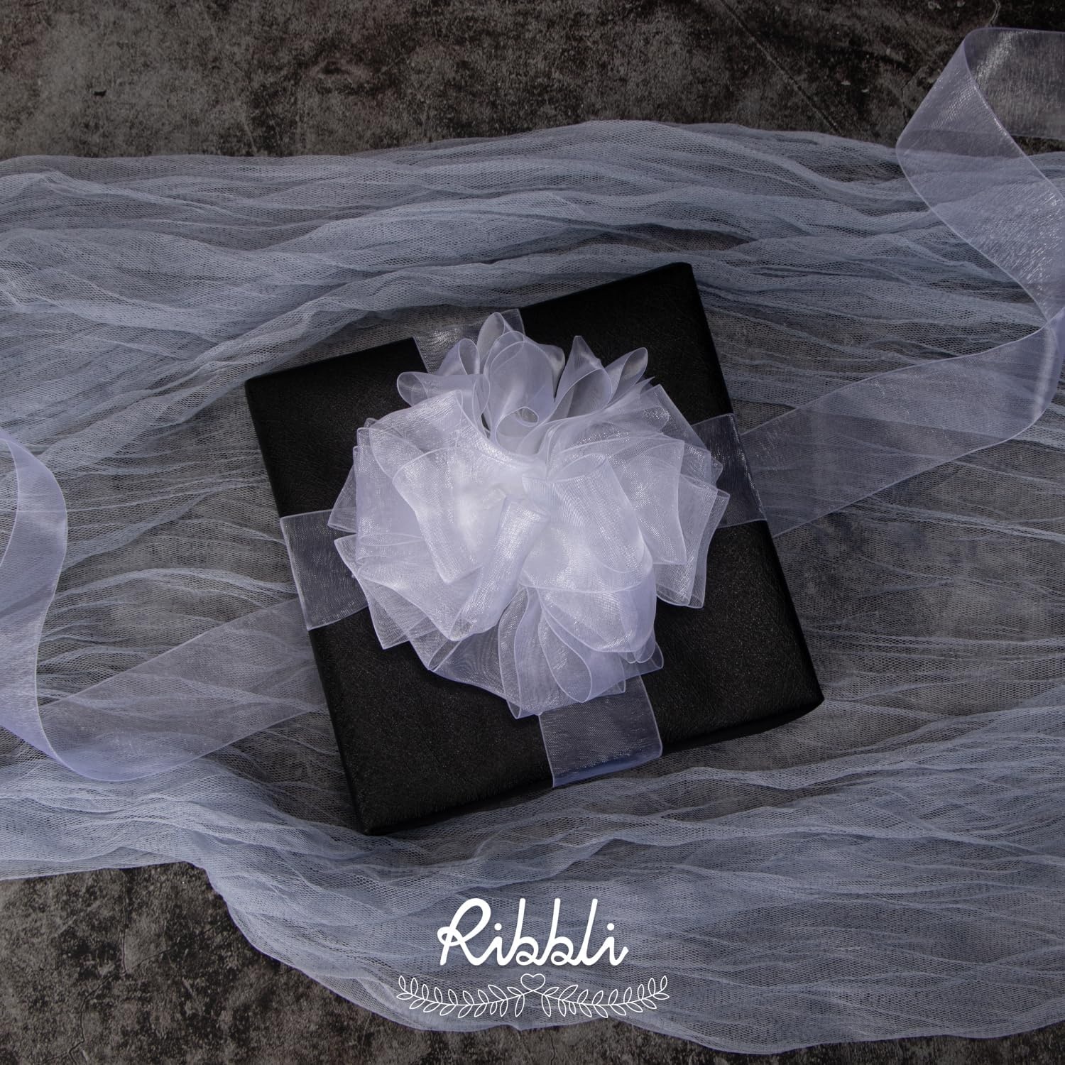 Ribbli Champagne Organza Ribbon,1/2 Inches x Continuous 50 Yard, Champagne Sheer Ribbon for Gift Wrapping,Cookie Wrapping,Wedding Decoration,All Crafting and Sewing(White)