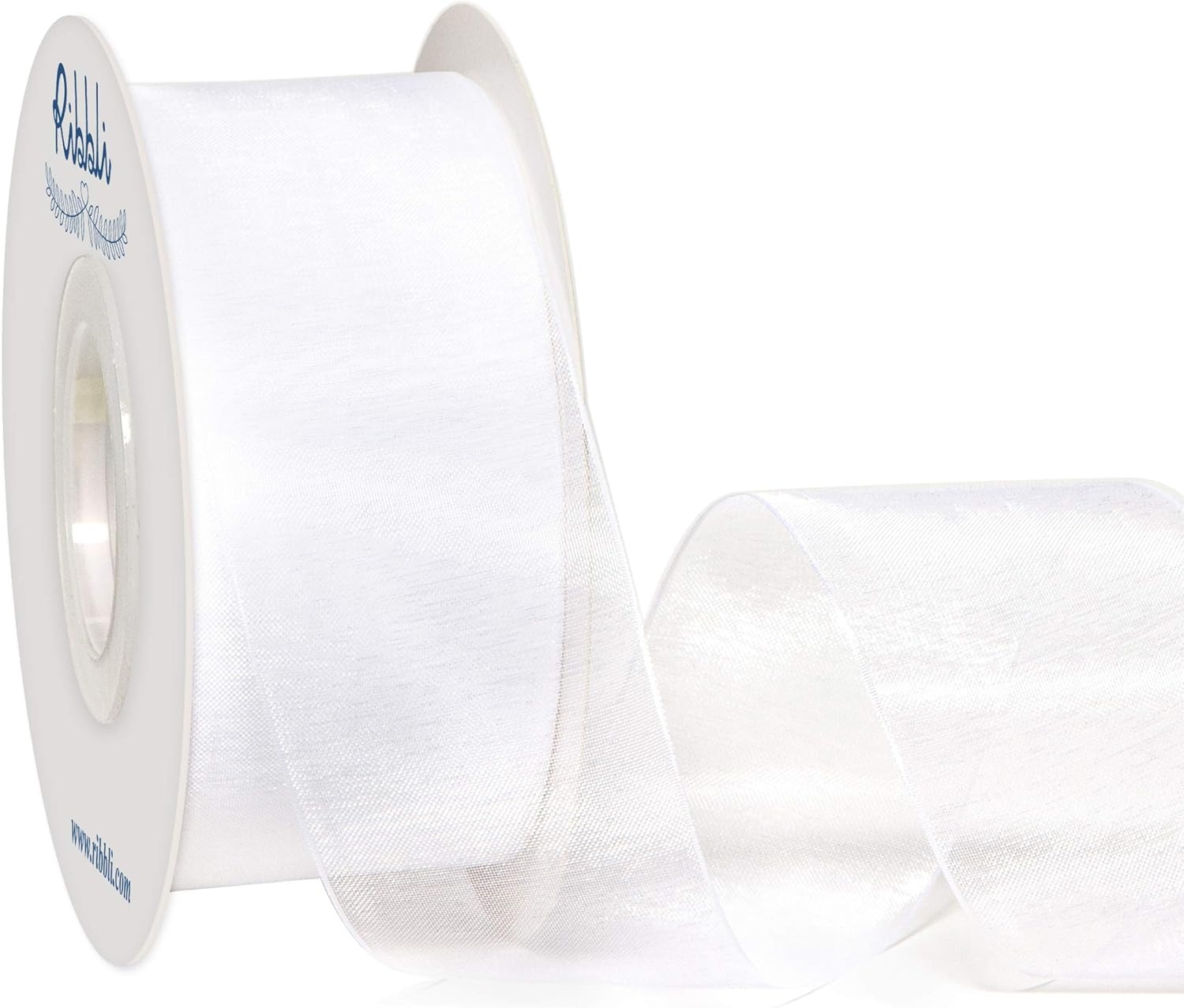 Ribbli Champagne Organza Ribbon,1/2 Inches x Continuous 50 Yard, Champagne Sheer Ribbon for Gift Wrapping,Cookie Wrapping,Wedding Decoration,All Crafting and Sewing(White)