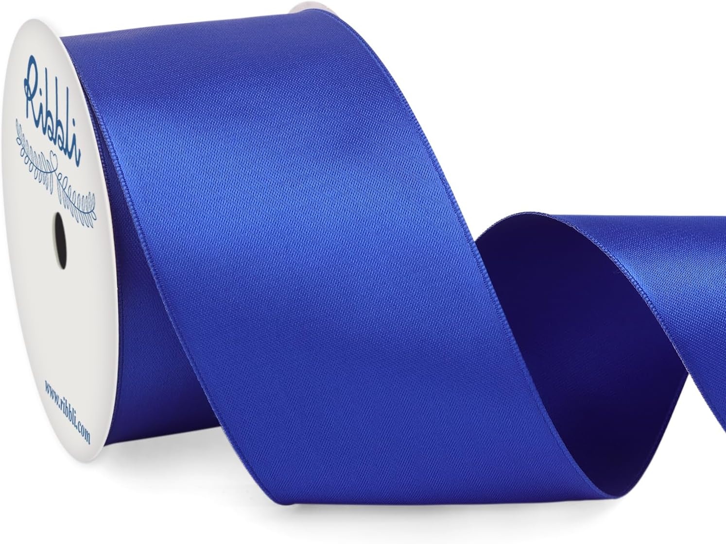 Ribbli Royal Blue Double Faced Satin Wired Ribbon 2.5 Inch Blue Christmas Ribbon for Gift Wrapping Wreaths Garland Tree Decoration Crafts Home Decor-Continous 10 Yards(Royal Blue)