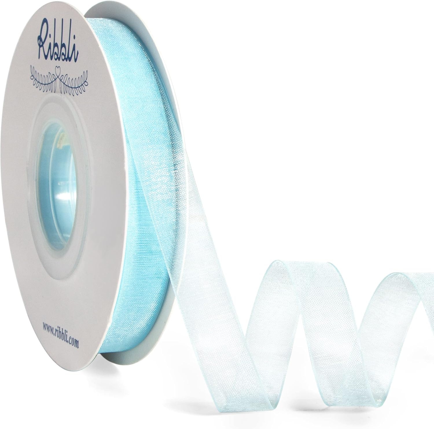 Ribbli Champagne Organza Ribbon,1/2 Inches x Continuous 50 Yard, Champagne Sheer Ribbon for Gift Wrapping,Cookie Wrapping,Wedding Decoration,All Crafting and Sewing(Light Blue)