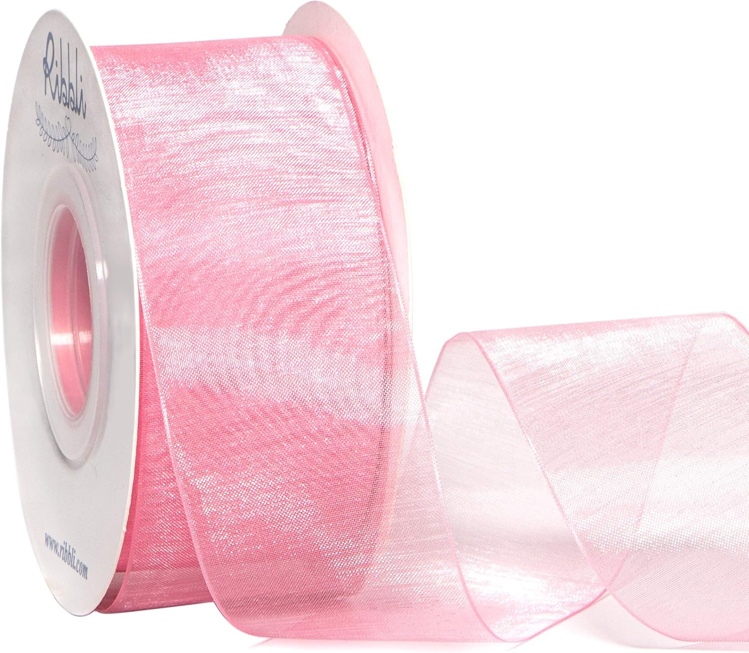 Ribbli Champagne Organza Ribbon,1/2 Inches x Continuous 50 Yard, Champagne Sheer Ribbon for Gift Wrapping,Cookie Wrapping,Wedding Decoration,All Crafting and Sewing(Rose Pink)