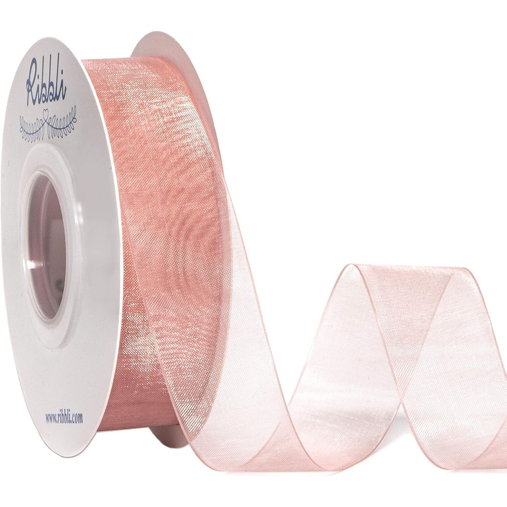 Ribbli Champagne Organza Ribbon,1/2 Inches x Continuous 50 Yard, Champagne Sheer Ribbon for Gift Wrapping,Cookie Wrapping,Wedding Decoration,All Crafting and Sewing(Sweet Nectar)