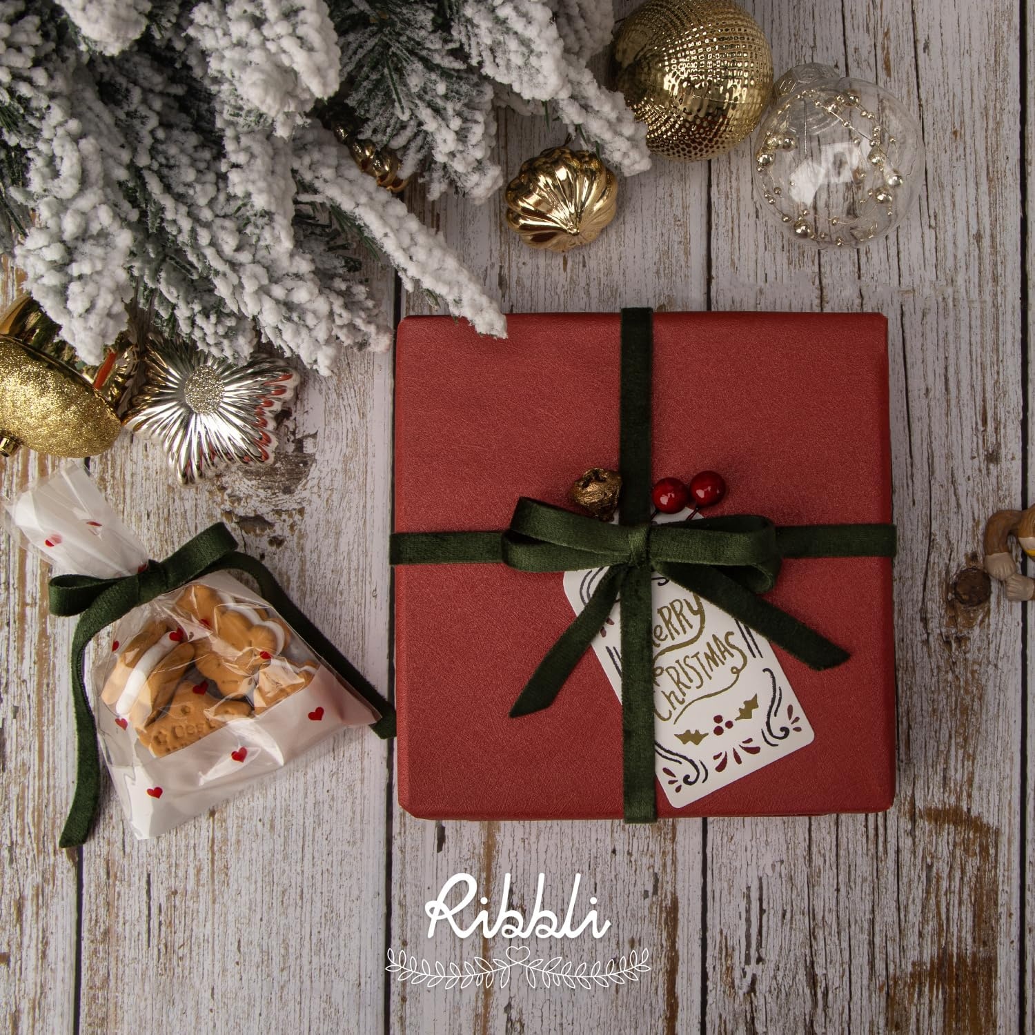 Ribbli Light Dusty Blue Velvet Ribbon Double Faced 1 Inch 10-Yard Spool Light Dusty Blue Ribbon Use for Christmas Tree Ornaments Gift Wrapping Wreath Decoration Wedding Boutonnieres(Moss Green)