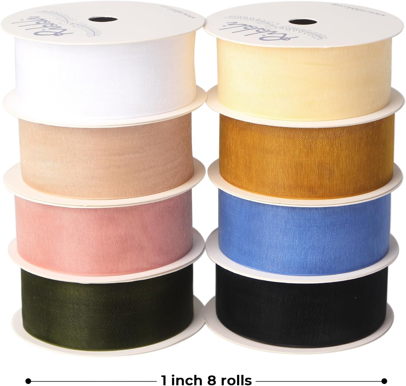 Ribbli Champagne Organza Ribbon,1/2 Inches x Continuous 50 Yard, Champagne Sheer Ribbon for Gift Wrapping,Cookie Wrapping,Wedding Decoration,All Crafting and Sewing(Mixed Color)