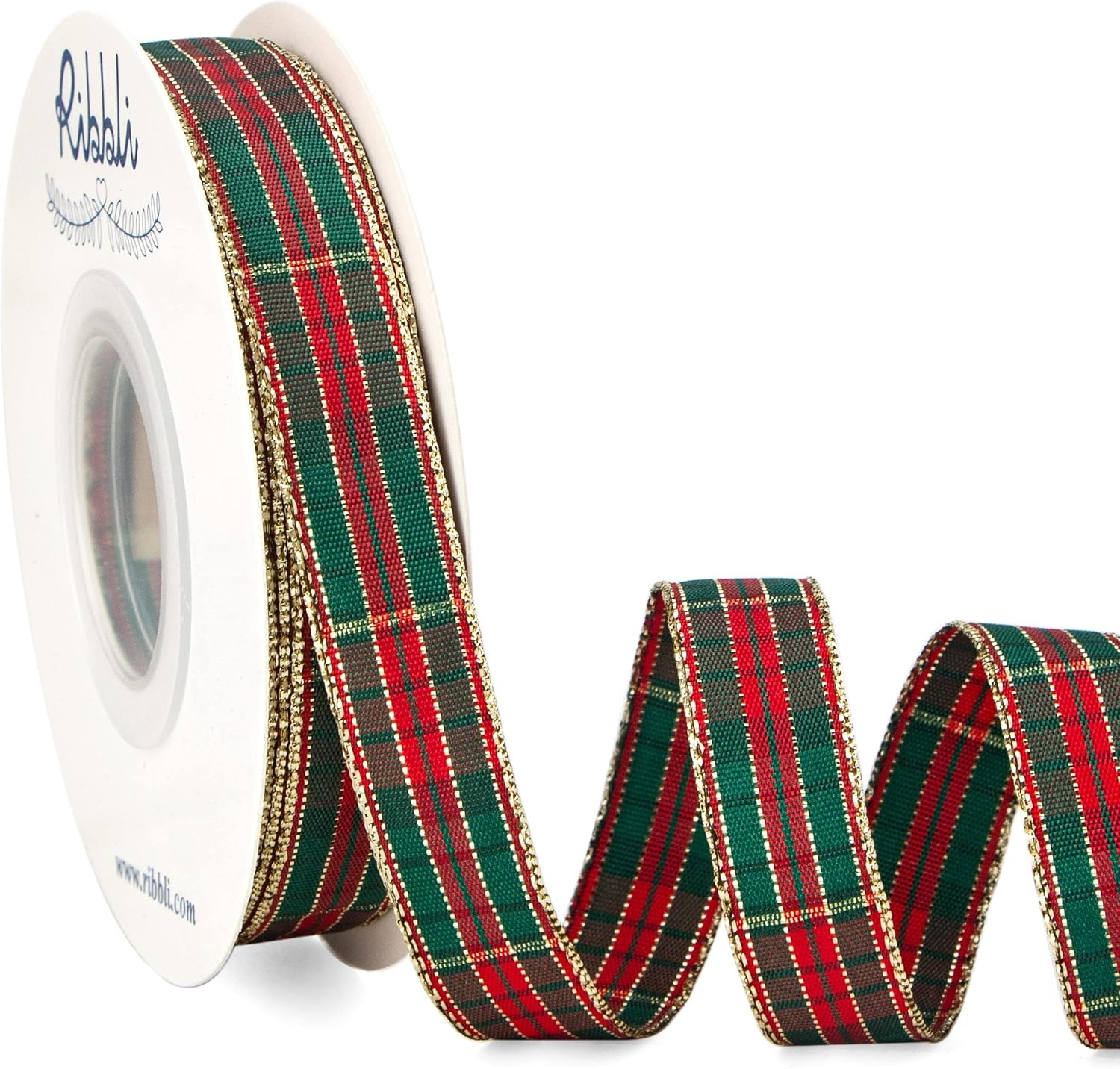 Ribbli Black and White Gingham Ribbon,3/8 Inches x Continuous 25 Yards,100% Polyester Woven Edge,Plaid Ribbon,Check Ribbon,Buffalo Checked (Black 1)(Xmas-Style C)