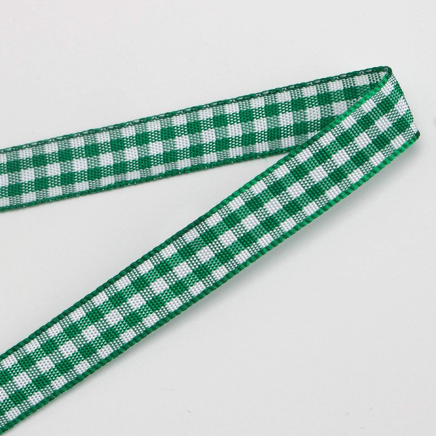 Ribbli Yellow and White Gingham Ribbon,100% Polyester Woven Edge,3/8 Inch x 10 Yard,Plaid Ribbon Use for Gift Wrapping,Party Decoration(Green Forest/White)