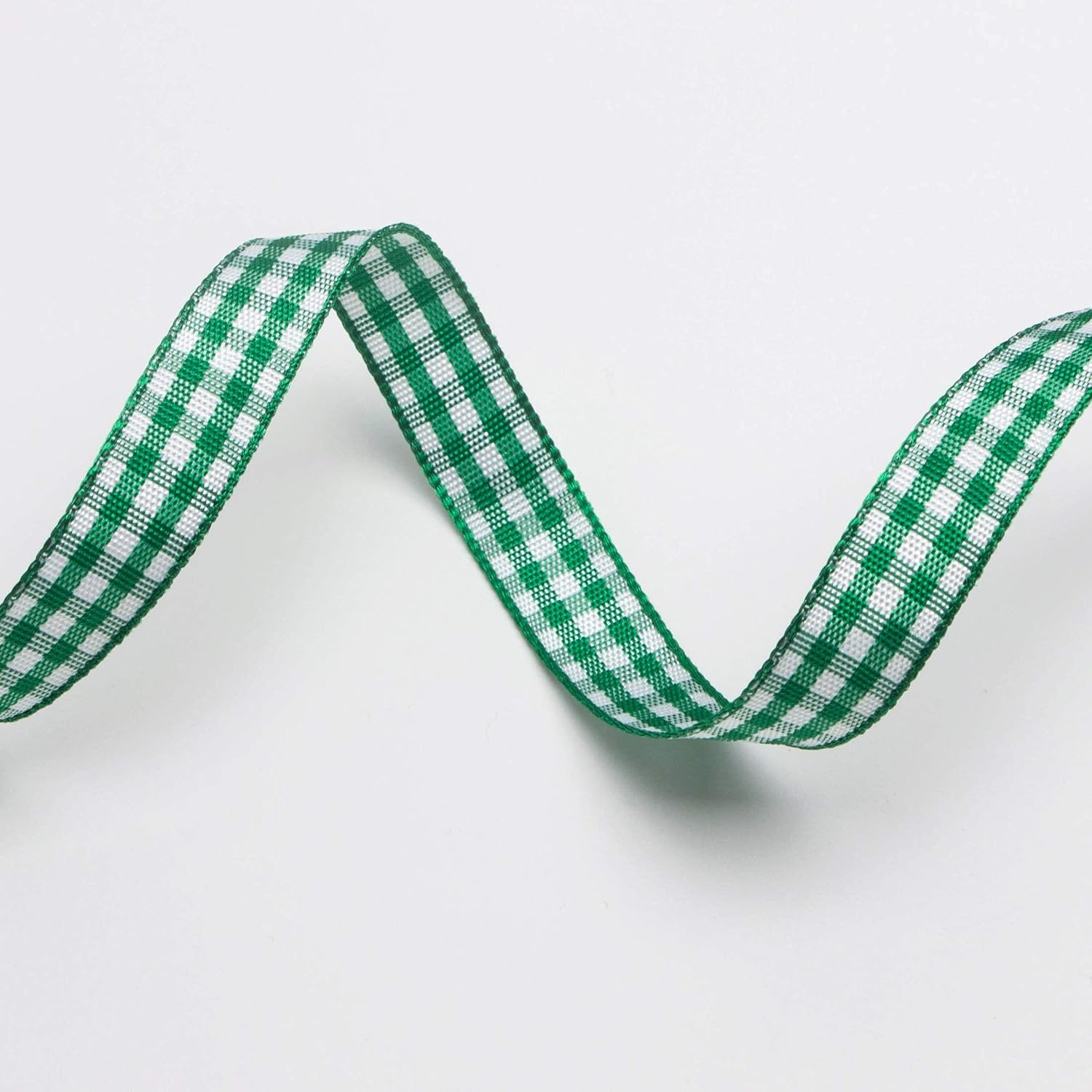 Ribbli Yellow and White Gingham Ribbon,100% Polyester Woven Edge,3/8 Inch x 10 Yard,Plaid Ribbon Use for Gift Wrapping,Party Decoration(Green Forest/White)