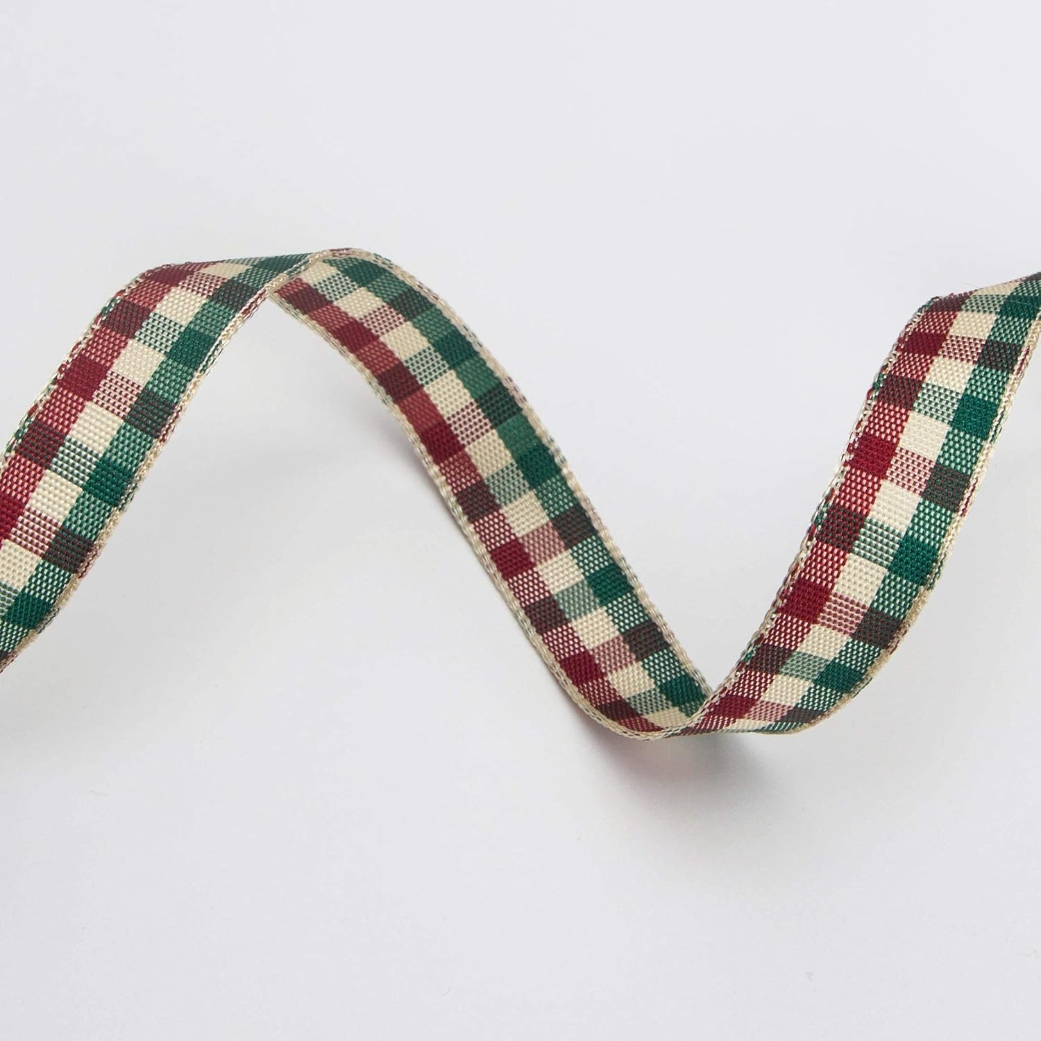 Ribbli Yellow and White Gingham Ribbon,100% Polyester Woven Edge,3/8 Inch x 10 Yard,Plaid Ribbon Use for Gift Wrapping,Party Decoration(Burgundy/Green)