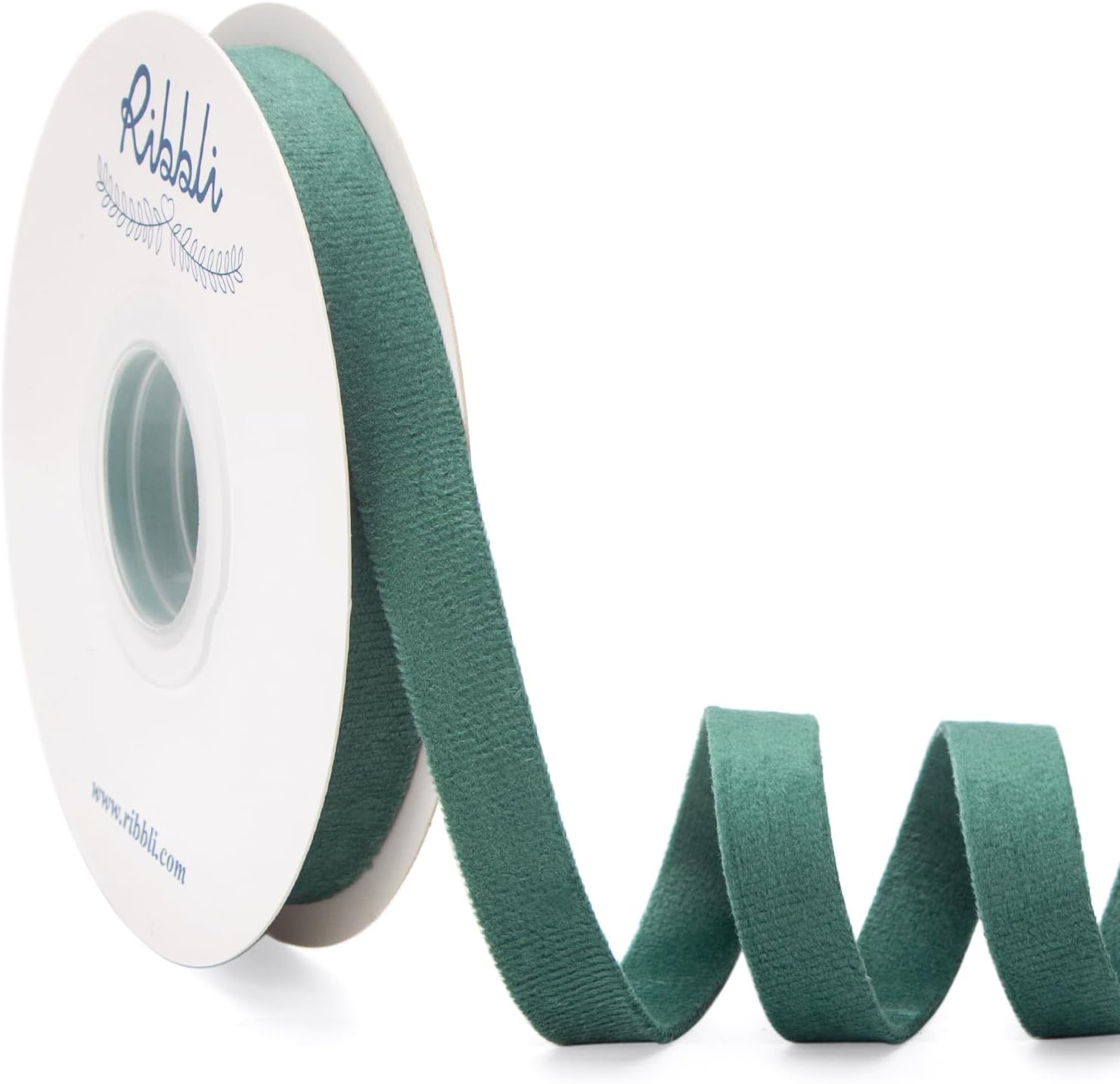 Ribbli Light Dusty Blue Velvet Ribbon Double Faced 1 Inch 10-Yard Spool Light Dusty Blue Ribbon Use for Christmas Tree Ornaments Gift Wrapping Wreath Decoration Wedding Boutonnieres(Dusty Green)