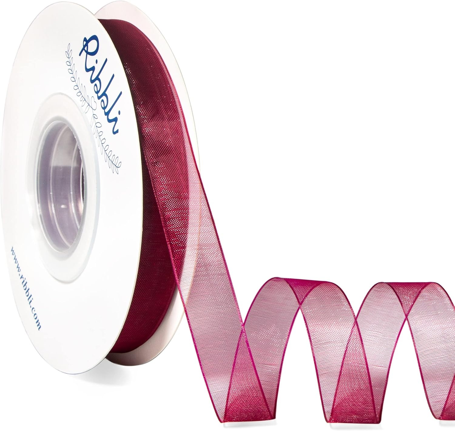 Ribbli Champagne Organza Ribbon,1/2 Inches x Continuous 50 Yard, Champagne Sheer Ribbon for Gift Wrapping,Cookie Wrapping,Wedding Decoration,All Crafting and Sewing(Wine)