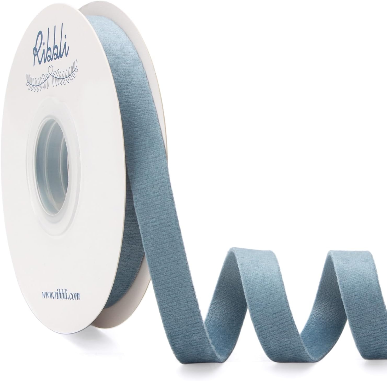 Ribbli Light Dusty Blue Velvet Ribbon Double Faced 1 Inch 10-Yard Spool Light Dusty Blue Ribbon Use for Christmas Tree Ornaments Gift Wrapping Wreath Decoration Wedding Boutonnieres(Lt.Dusty BLue)