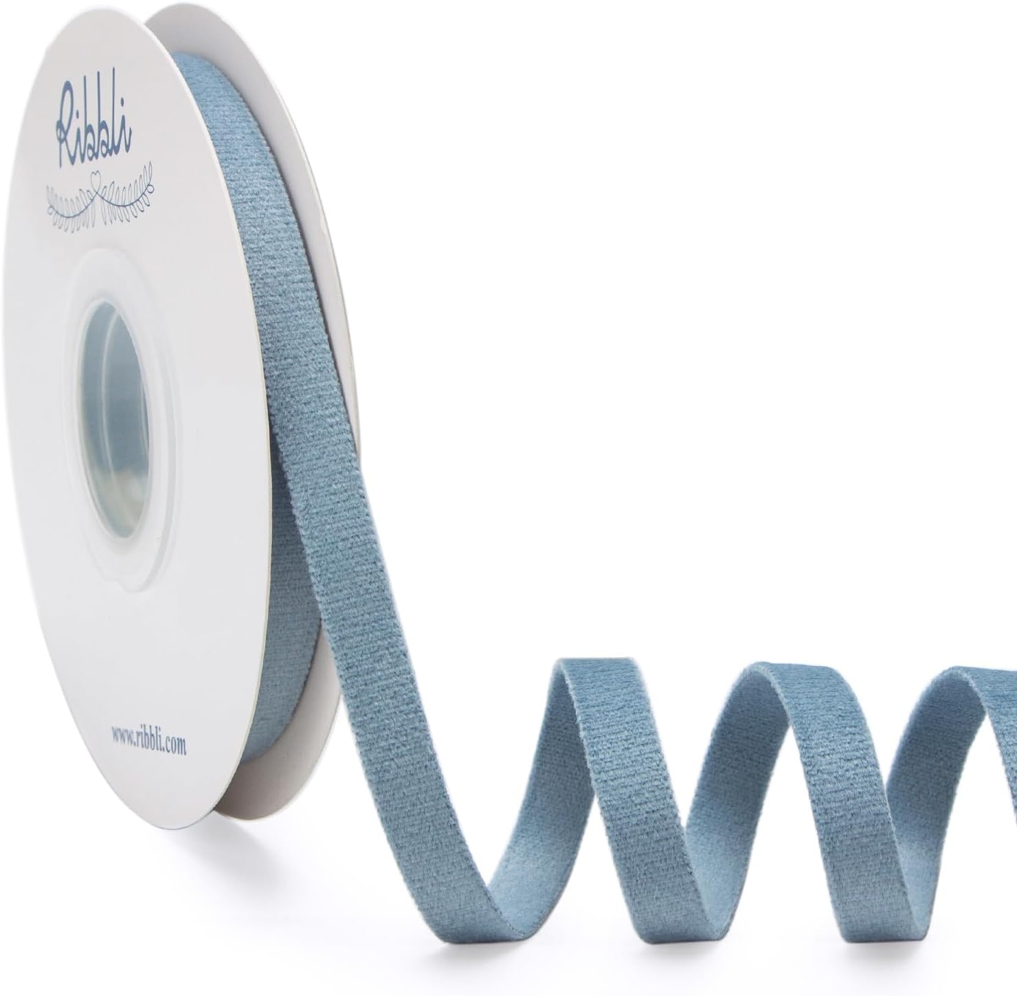 Ribbli Light Dusty Blue Velvet Ribbon Double Faced 1 Inch 10-Yard Spool Light Dusty Blue Ribbon Use for Christmas Tree Ornaments Gift Wrapping Wreath Decoration Wedding Boutonnieres(Lt.Dusty BLue)