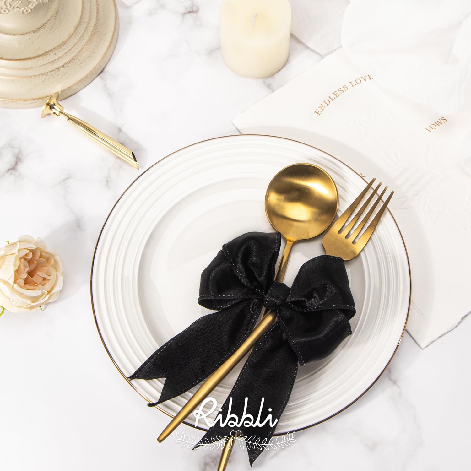 Ribbli Black Satin Wired Ribbon 2.5 Inch Black Christmas Ribbon for Gift Wrapping Wreaths Garland Tree Decoration Crafts Home Decor-Continous 20 Yards(Black)