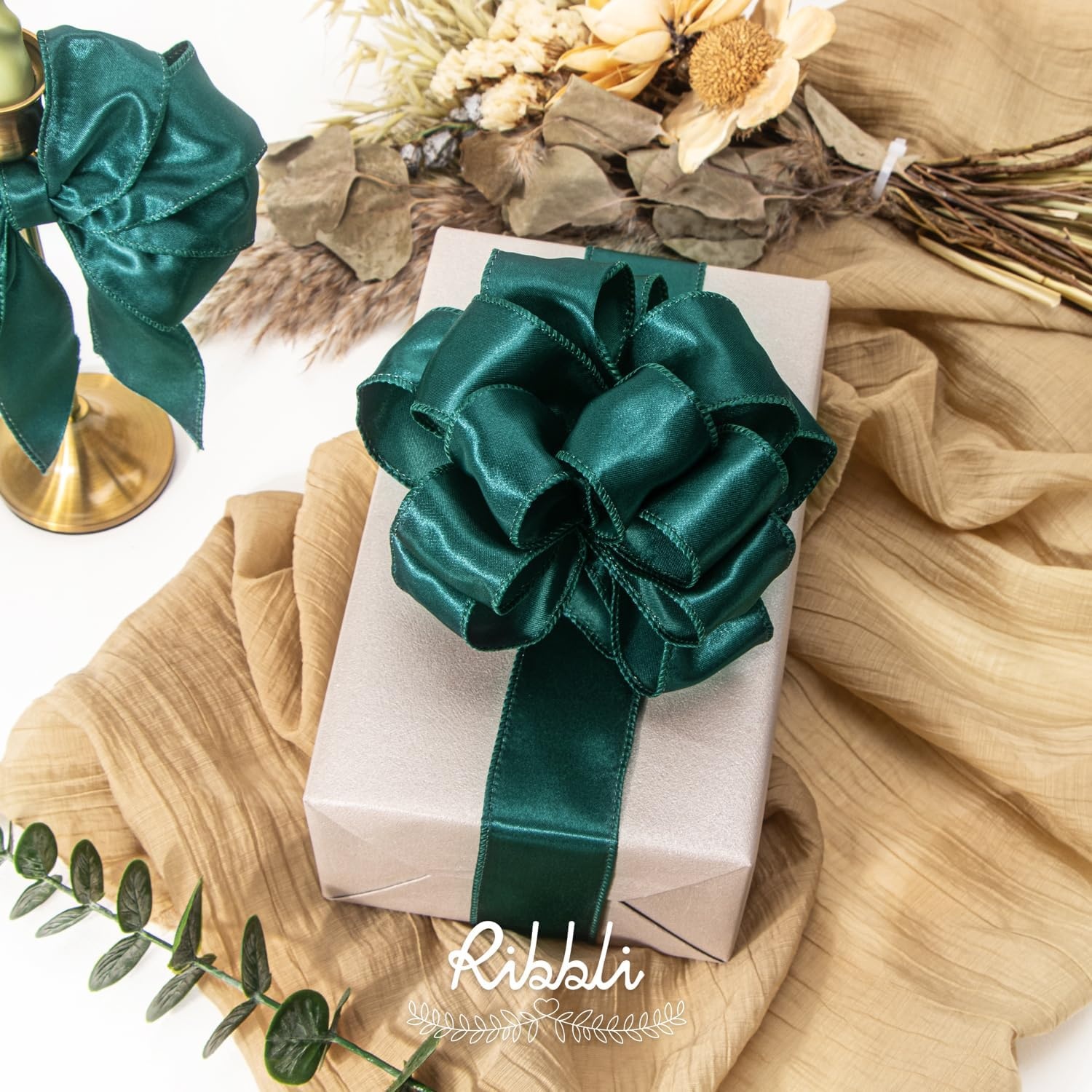Ribbli Black Satin Wired Ribbon 2.5 Inch Black Christmas Ribbon for Gift Wrapping Wreaths Garland Tree Decoration Crafts Home Decor-Continous 20 Yards(Teal)
