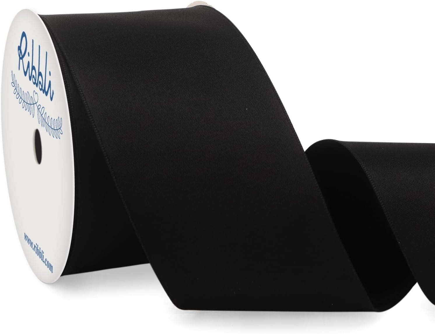 Ribbli Black Double Faced Satin Wired Ribbon 1.5 Inch Christmas Ribbon for Gift Wrapping Wreaths Garland Tree Decoration Crafts Home Decor-Continous 10 Yards(Black)
