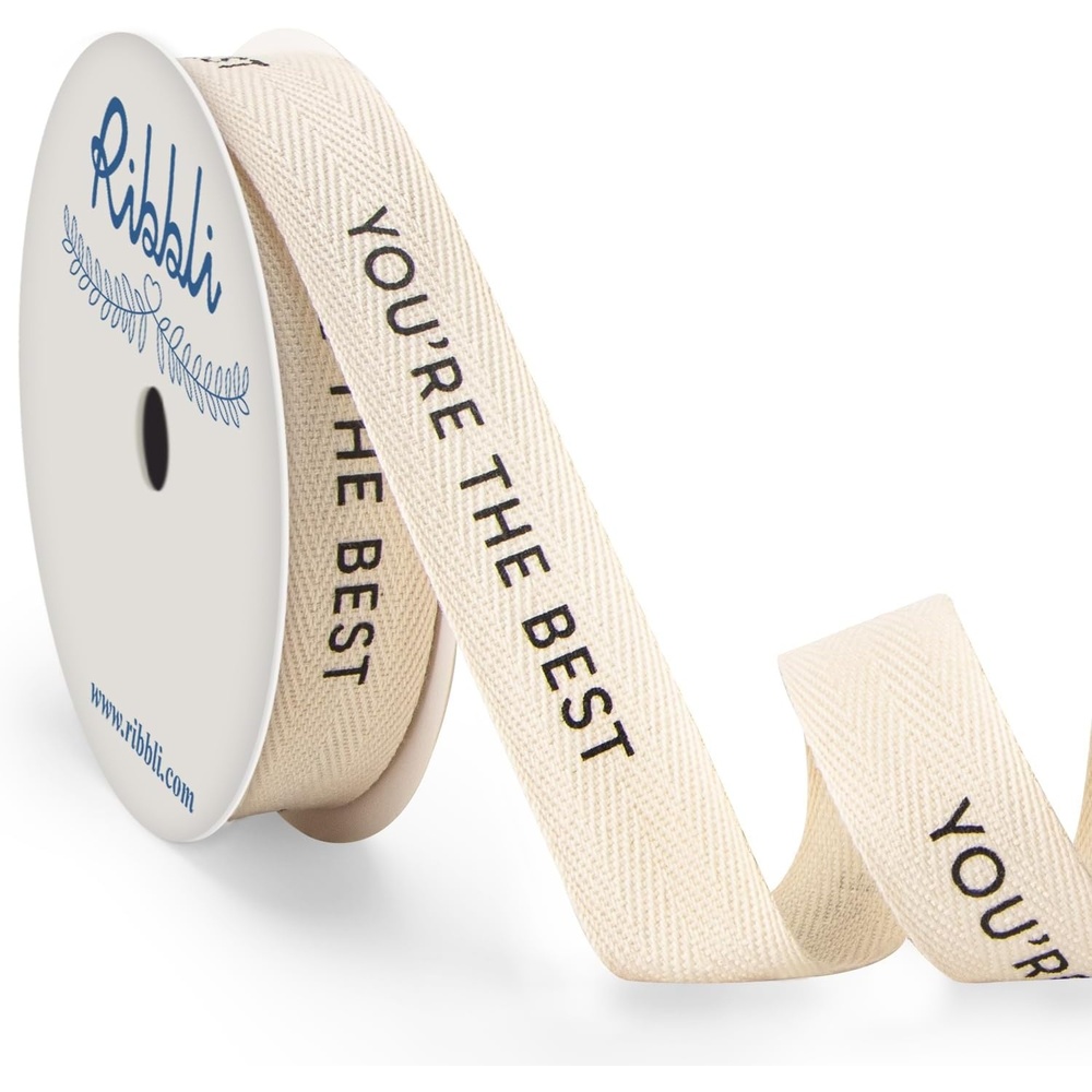 Ribbli Birthday Cotton Ribbon Natural Twill Tape Cotton with Black Happy Birthday Farmhouse Ribbon Use for Gift Wrapping Baking Crafts Home Decor-5/8 Inch x 10 Yard(You’re The Best)