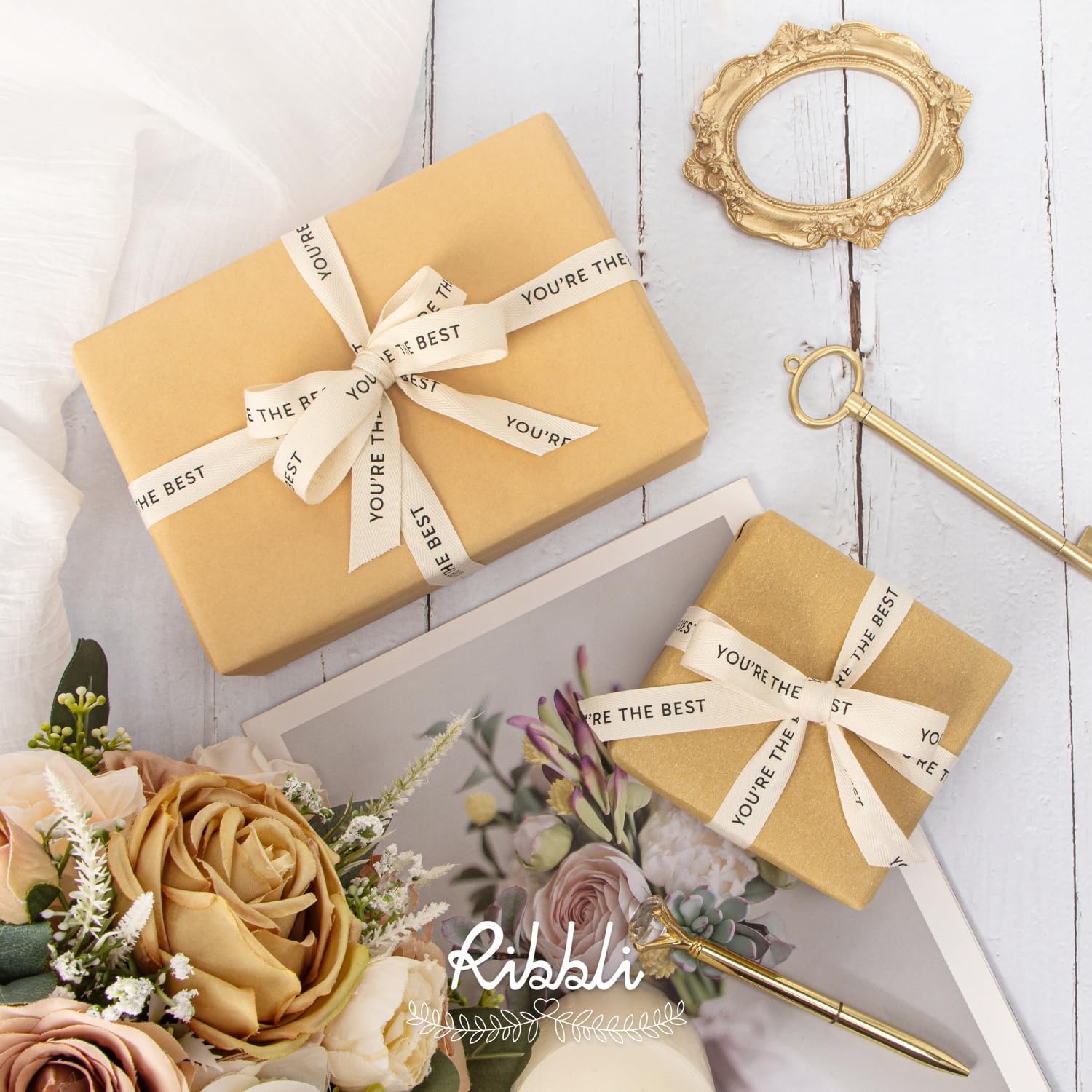 Ribbli Birthday Cotton Ribbon Natural Twill Tape Cotton with Black Happy Birthday Farmhouse Ribbon Use for Gift Wrapping Baking Crafts Home Decor-5/8 Inch x 10 Yard(You’re The Best)