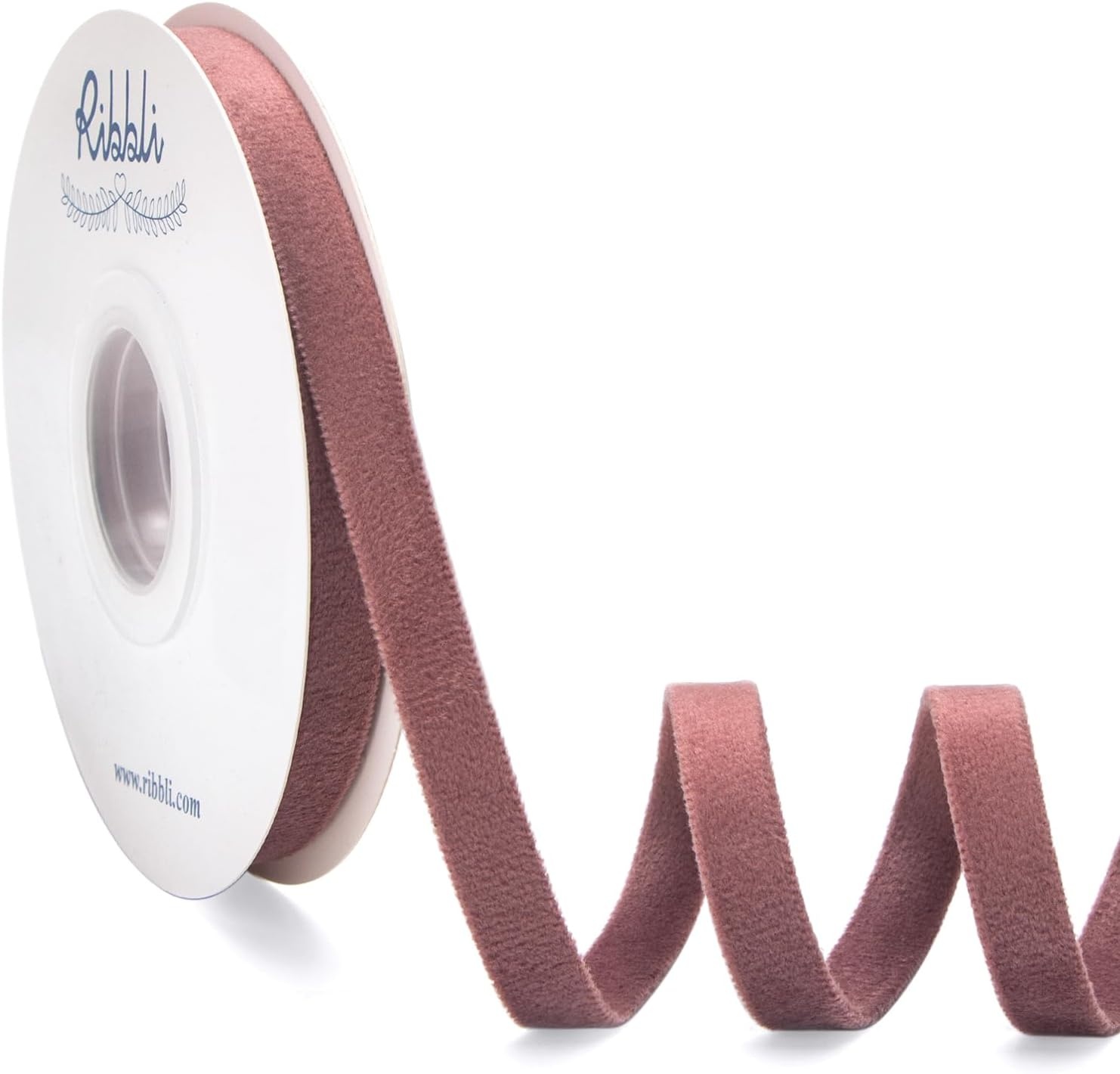Ribbli Light Dusty Blue Velvet Ribbon Double Faced 1 Inch 10-Yard Spool Light Dusty Blue Ribbon Use for Christmas Tree Ornaments Gift Wrapping Wreath Decoration Wedding Boutonnieres(Rosy Mauve)