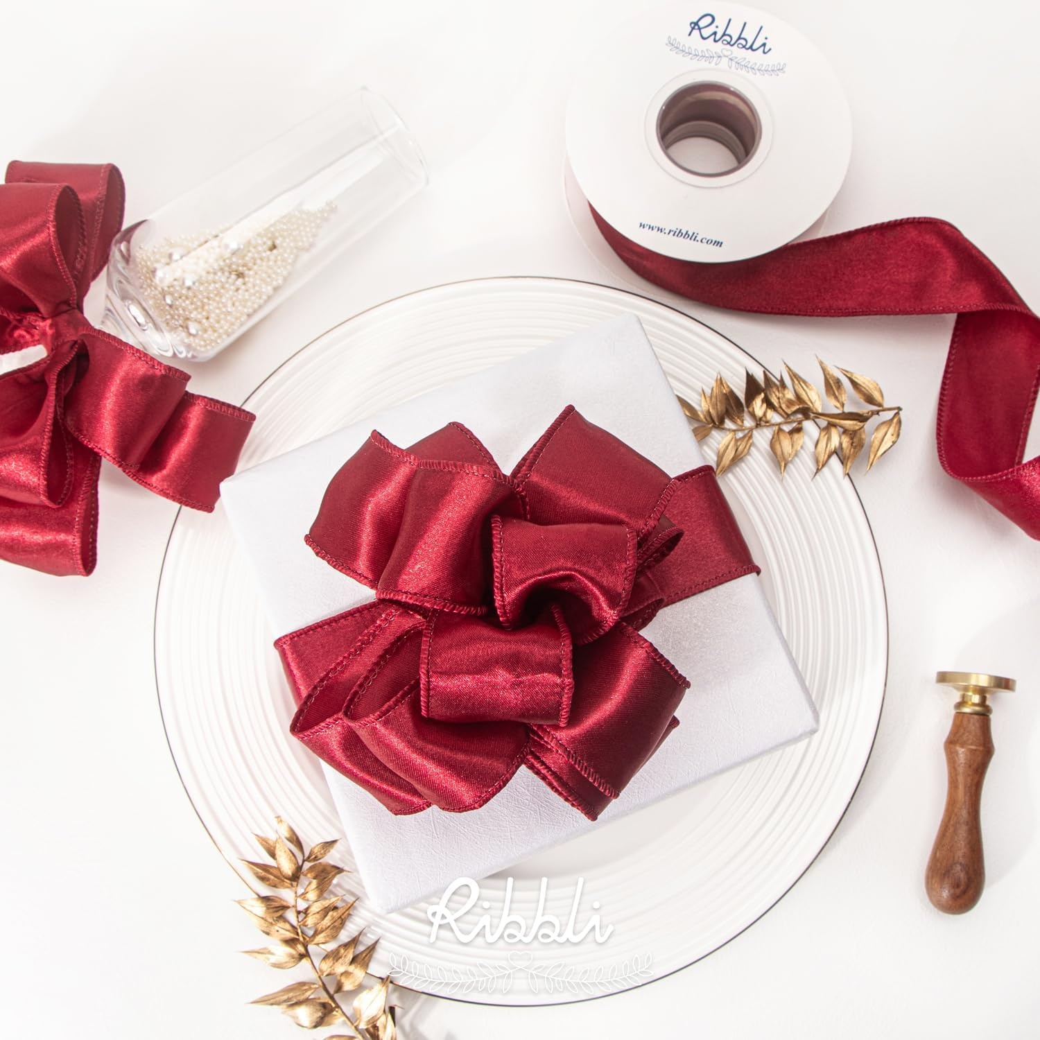 Ribbli Black Satin Wired Ribbon 2.5 Inch Black Christmas Ribbon for Gift Wrapping Wreaths Garland Tree Decoration Crafts Home Decor-Continous 20 Yards(Burgundy)