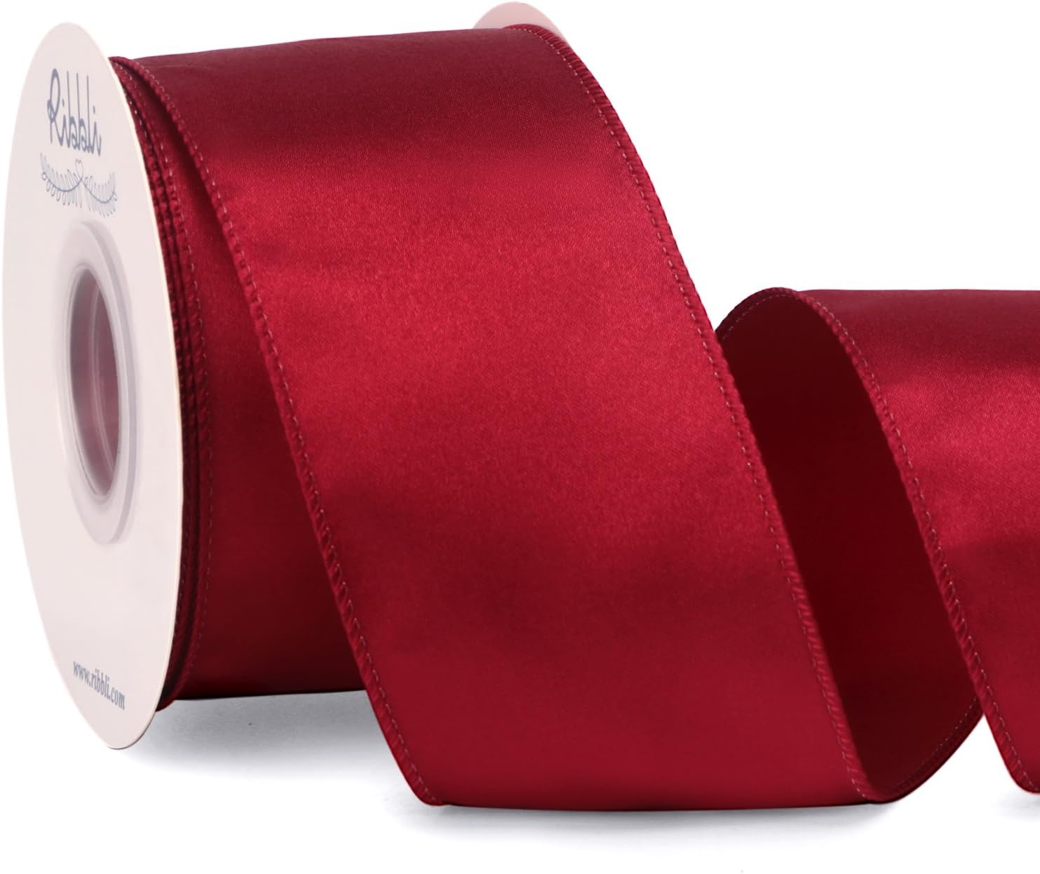 Ribbli Black Satin Wired Ribbon 2.5 Inch Black Christmas Ribbon for Gift Wrapping Wreaths Garland Tree Decoration Crafts Home Decor-Continous 20 Yards(Burgundy)